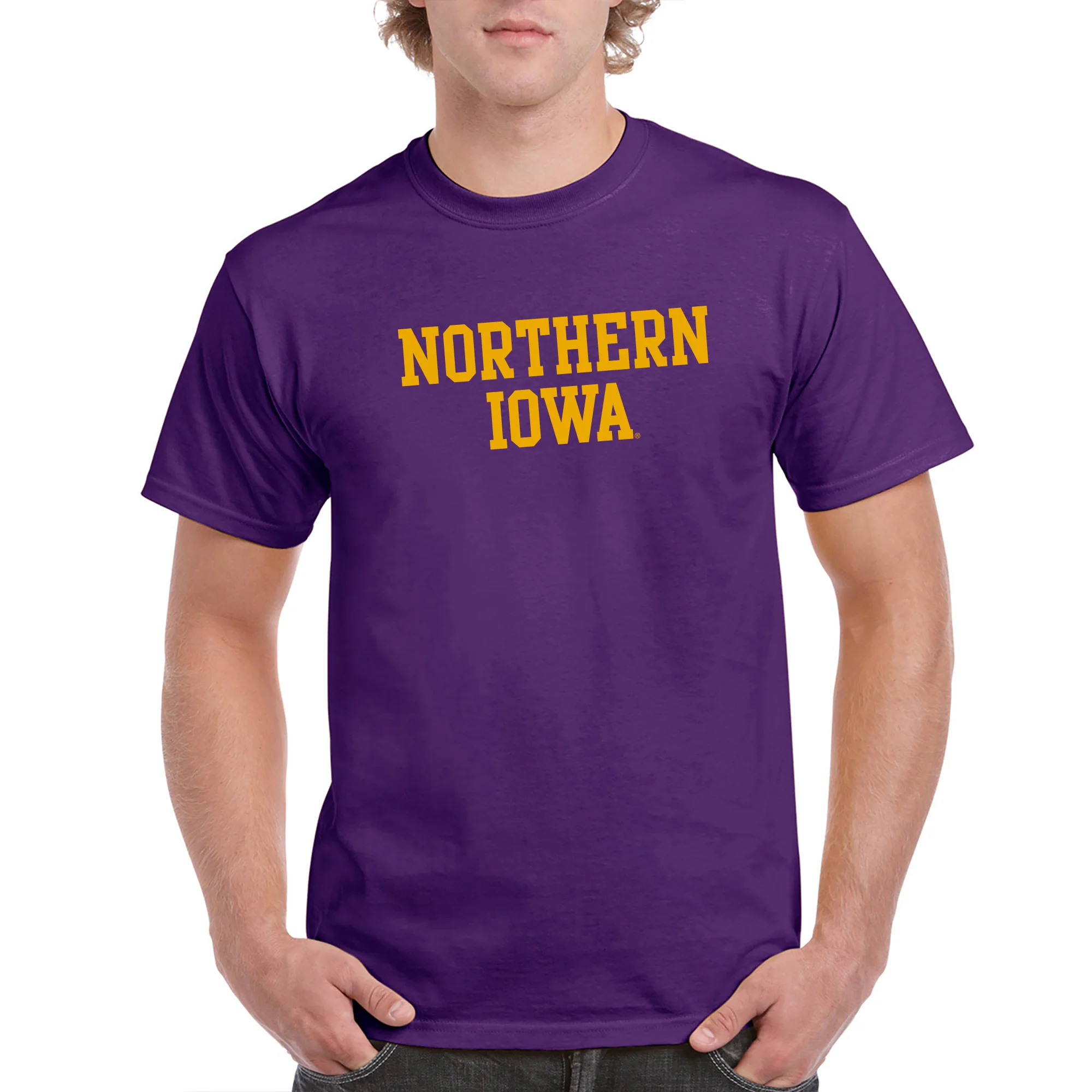 University of Northern Iowa Panthers Basic Block Short Sleeve T Shirt - Purple - Image 3
