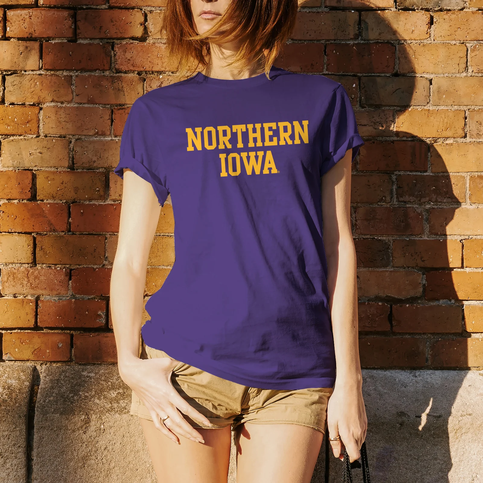 University of Northern Iowa Panthers Basic Block Short Sleeve T Shirt - Purple - Image 4