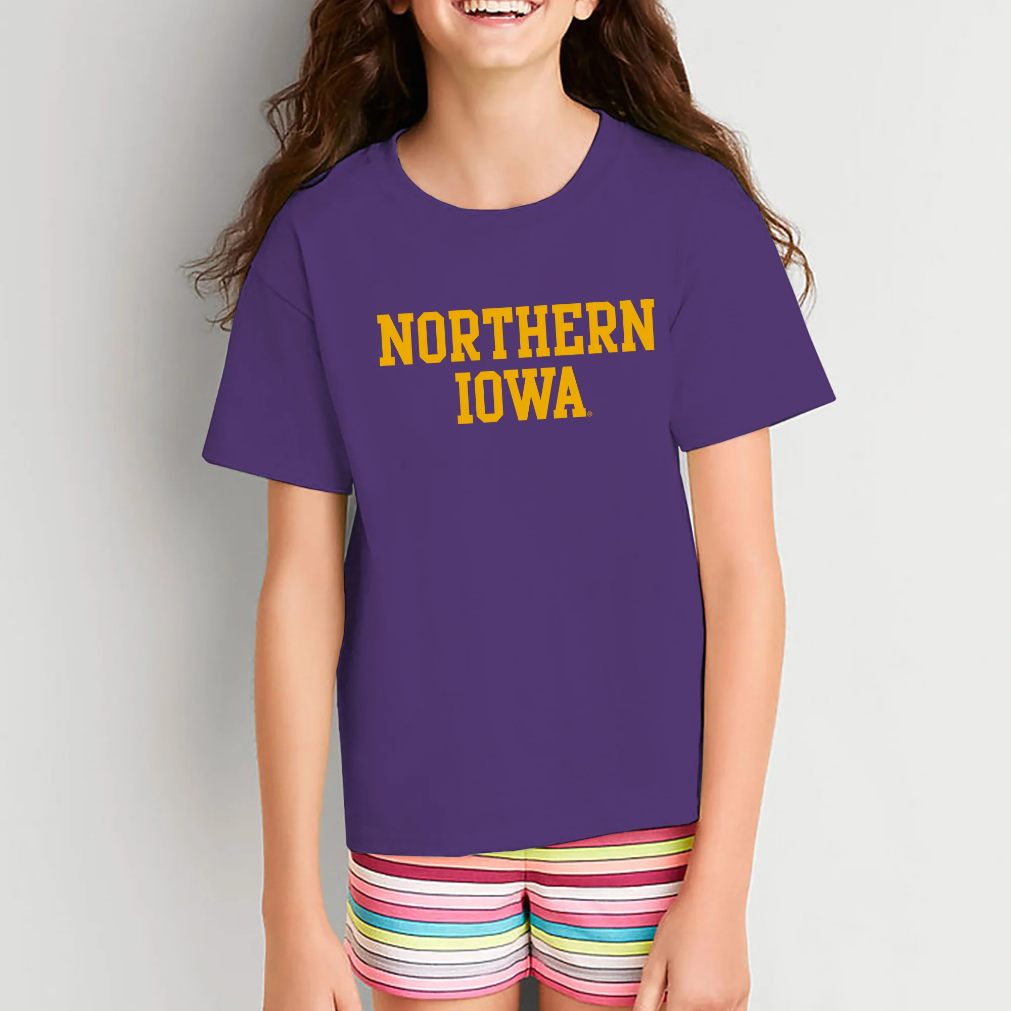 University of Northern Iowa Panthers Basic Block Youth T Shirt - Purple - Image 4