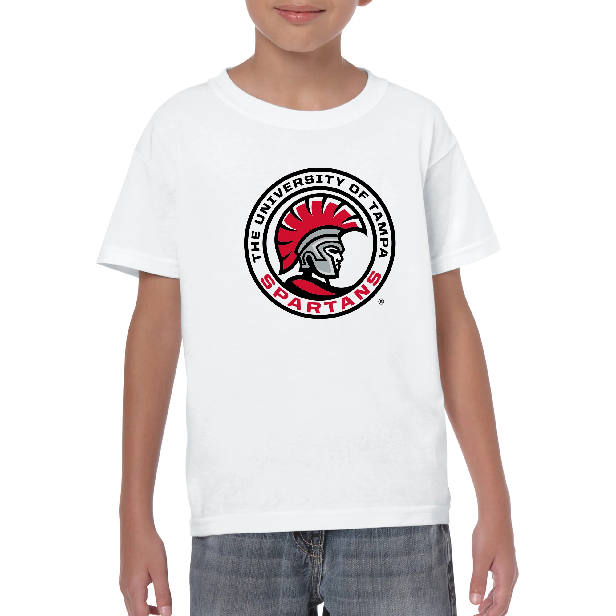 University of Tampa Spartans Primary Logo Youth T-Shirt - White - Image 3