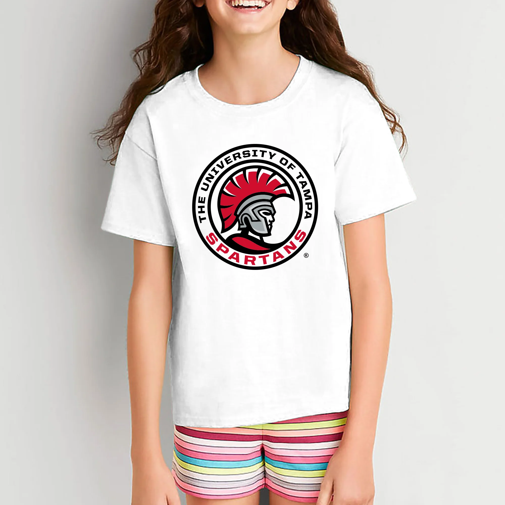 University of Tampa Spartans Primary Logo Youth T-Shirt - White - Image 4