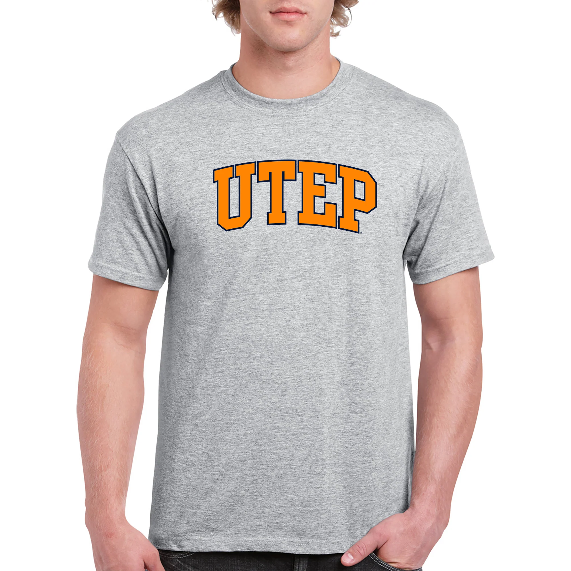 University of Texas at El Paso Miners Arch Logo Short Sleeve T Shirt - Sport Grey - Image 3