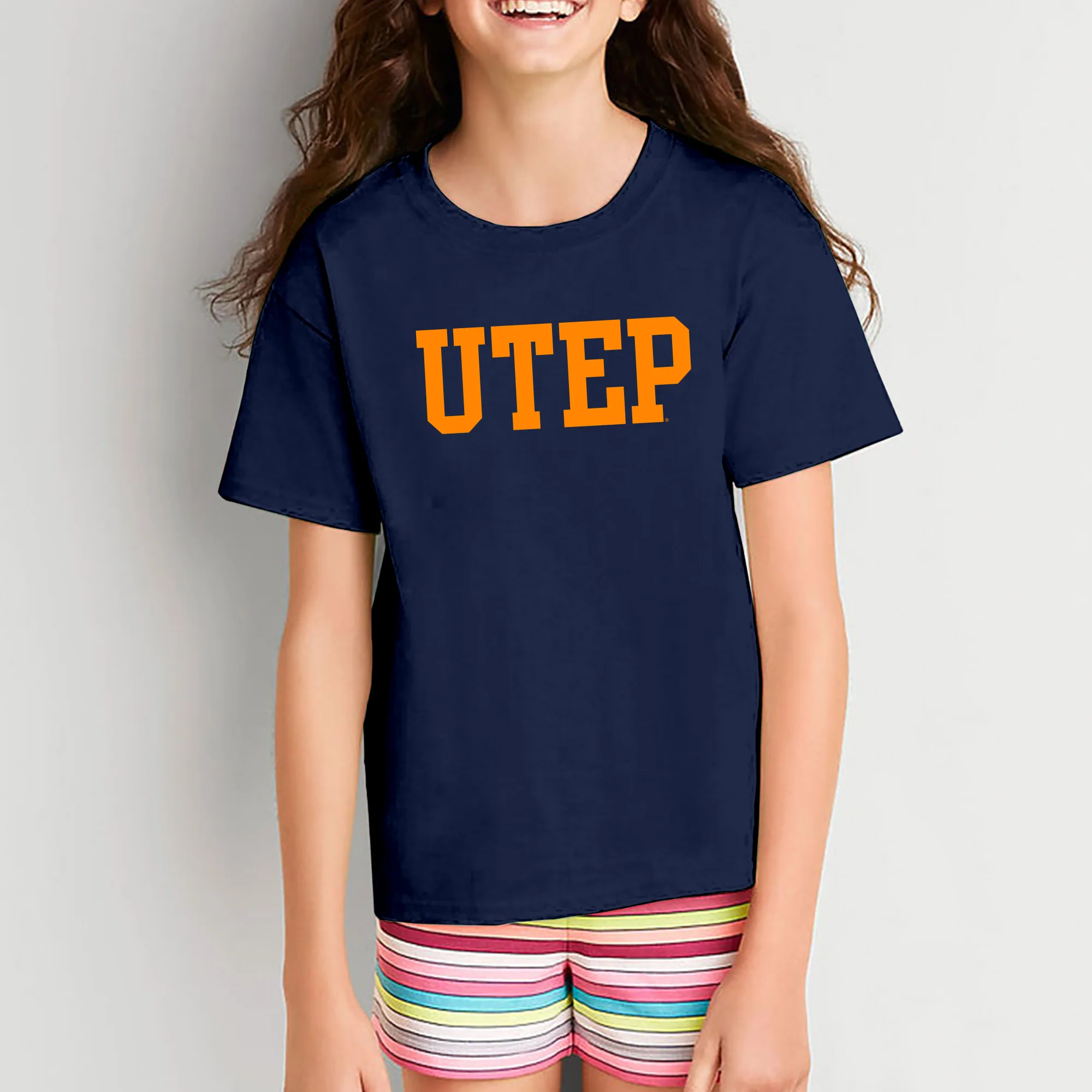 University of Texas at El Paso Miners Basic Block Short Sleeve Youth T Shirt - Navy - Image 4