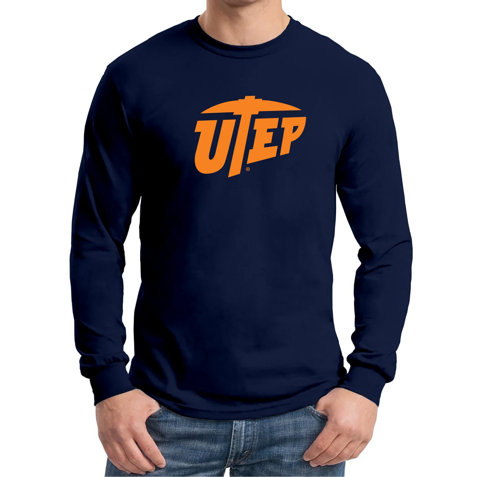 University of Texas at El Paso Miners Primary Logo Long Sleeve T Shirt - Navy - Image 3