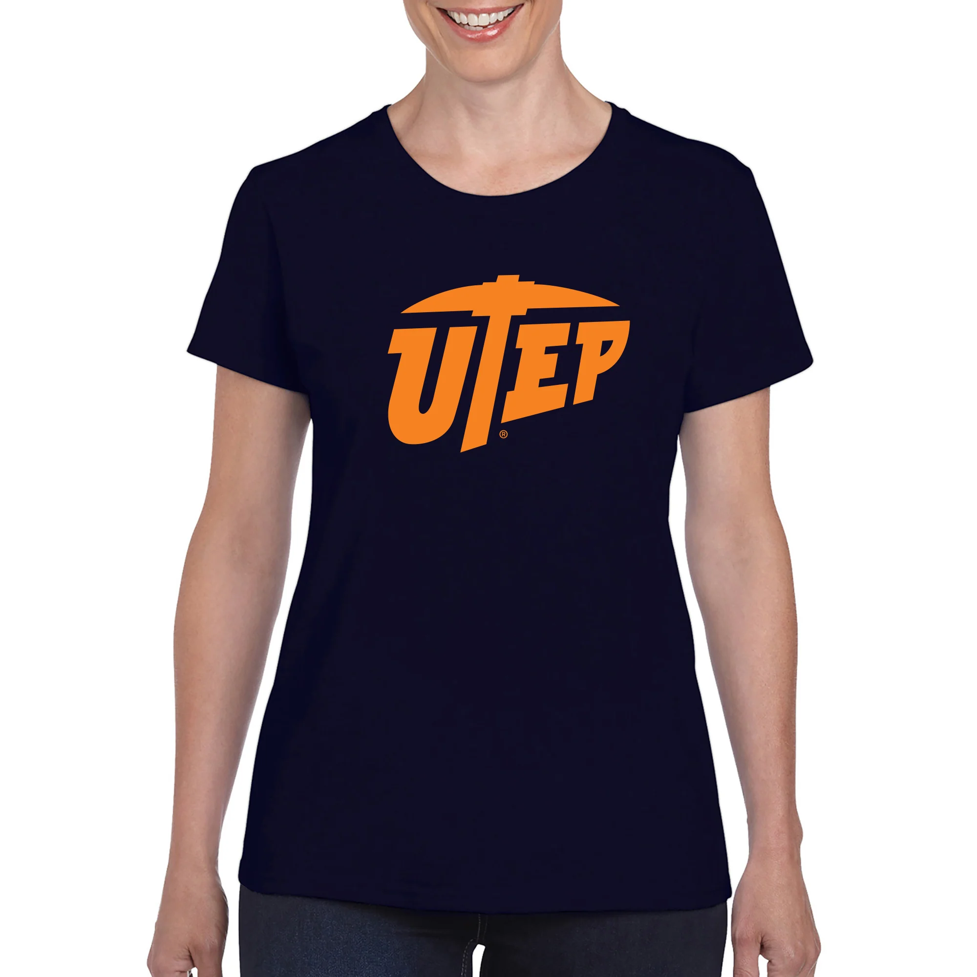 University of Texas at El Paso Miners Primary Logo Short Sleeve Womens T Shirt - Navy - Image 3
