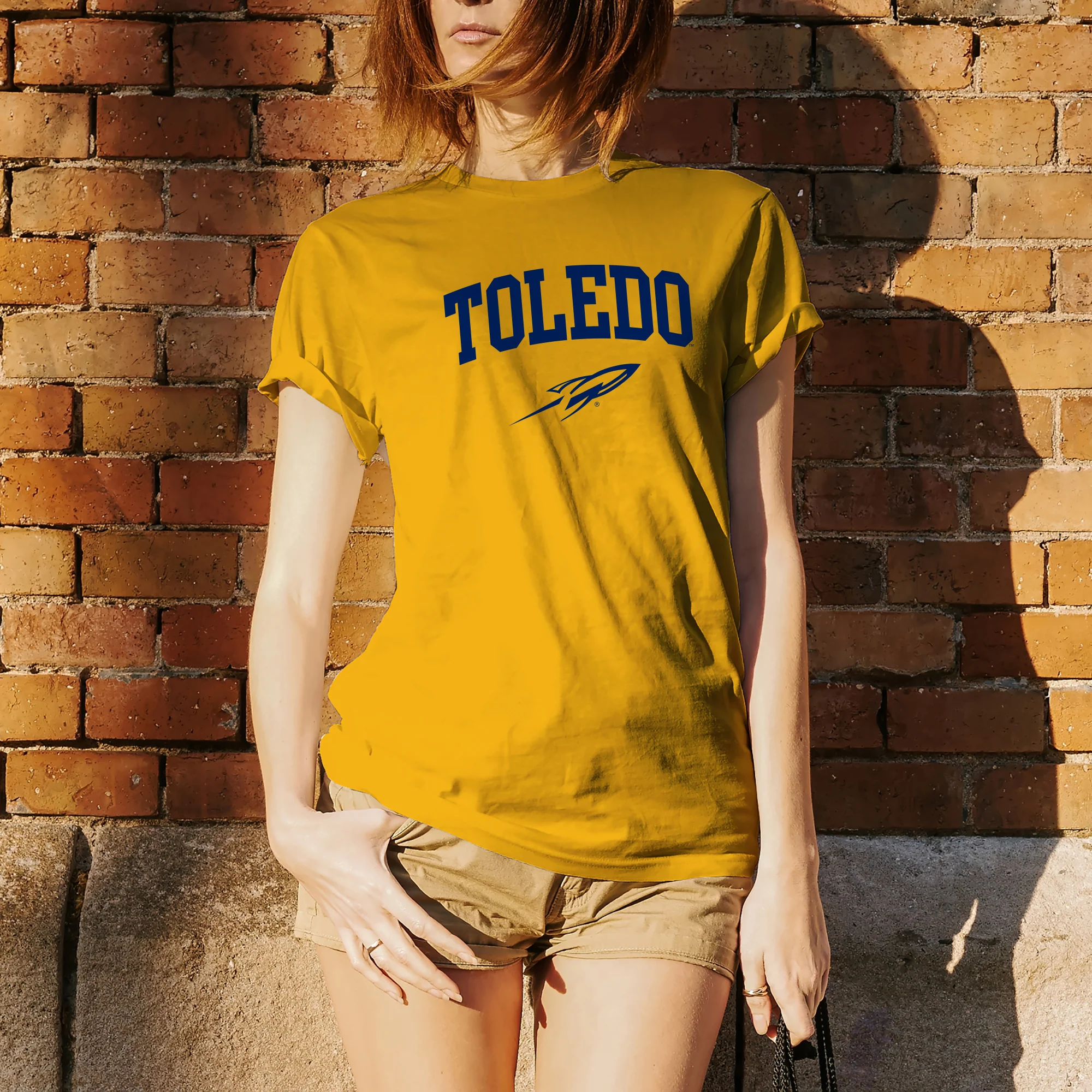 University of Toledo Rockets Arch Logo Short Sleeve Tee - Gold - Image 4