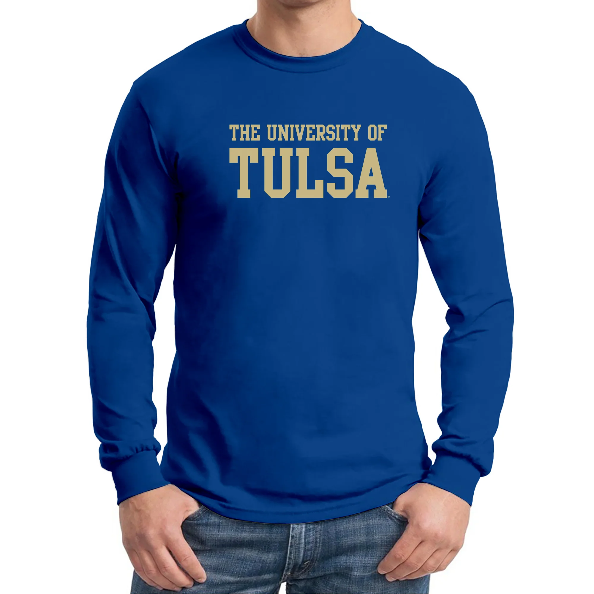 University of Tulsa Golden Hurricanes Basic Block Cotton Long Sleeve T-Shirt - Royal - Image 3
