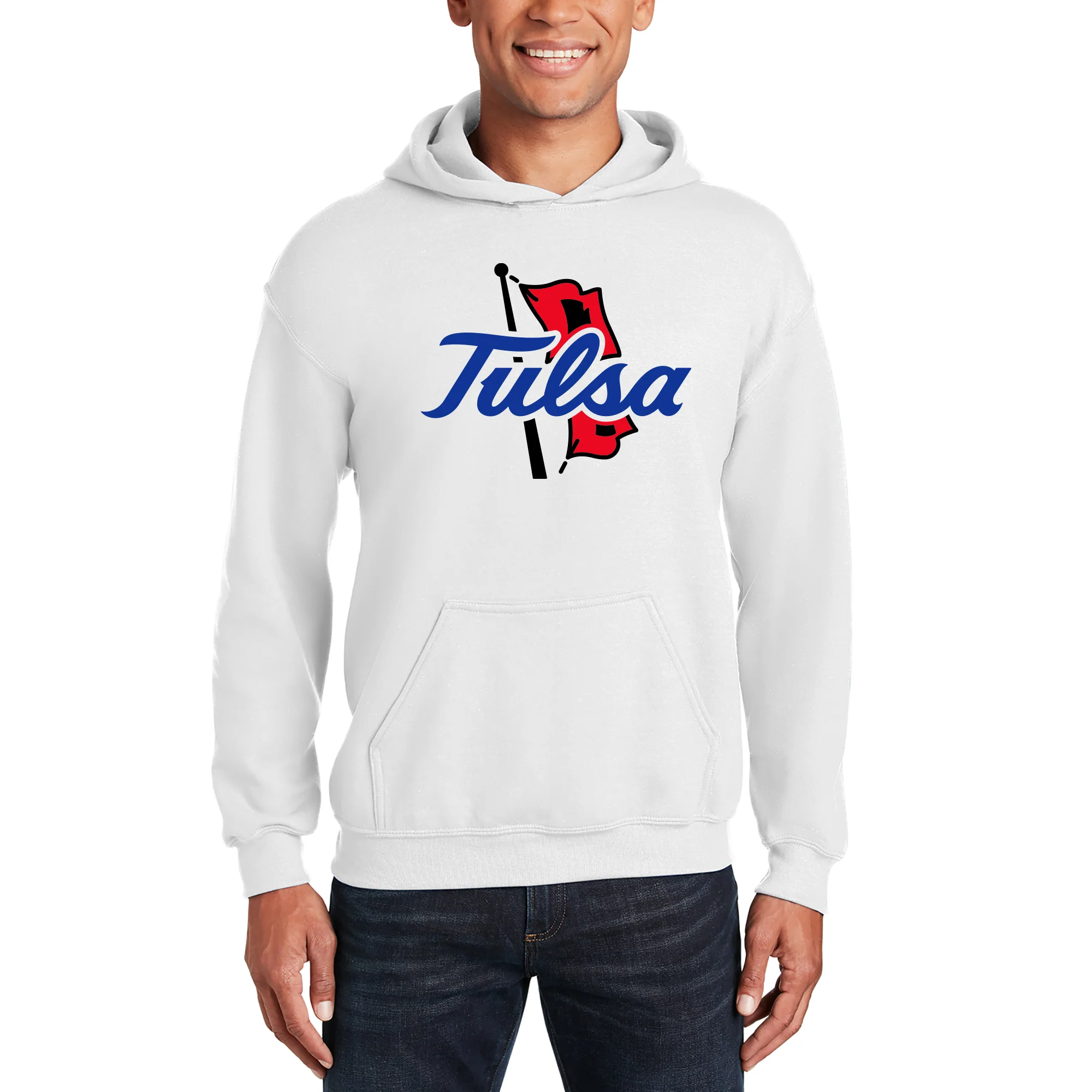 University of Tulsa Golden Hurricanes Primary Logo Cotton Hoodie - White - Image 3