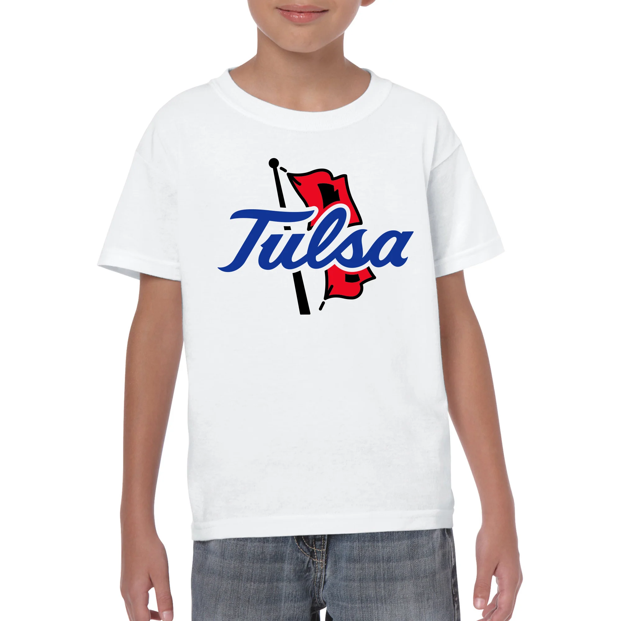 University of Tulsa Golden Hurricanes Primary Logo Cotton Youth T-Shirt - White - Image 3