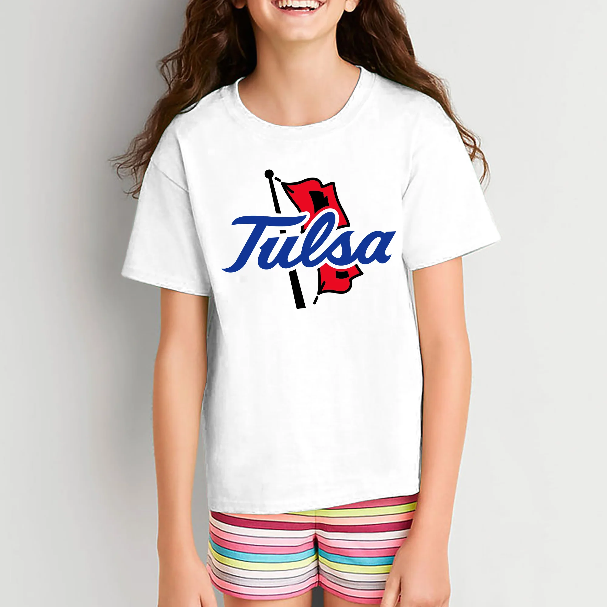 University of Tulsa Golden Hurricanes Primary Logo Cotton Youth T-Shirt - White - Image 4
