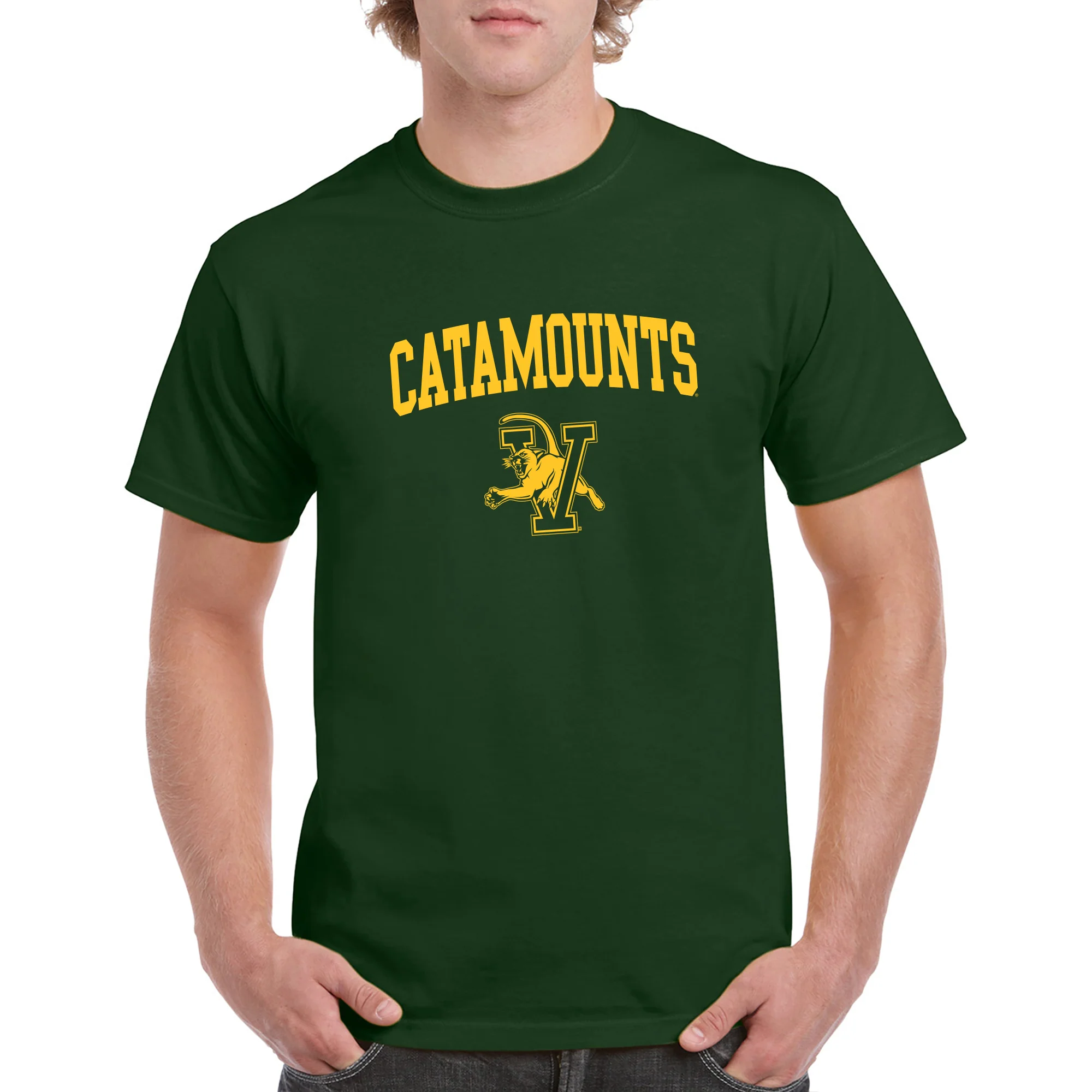 University of Vermont Catamounts Arch Logo Short Sleeve T Shirt - Forest - Image 3