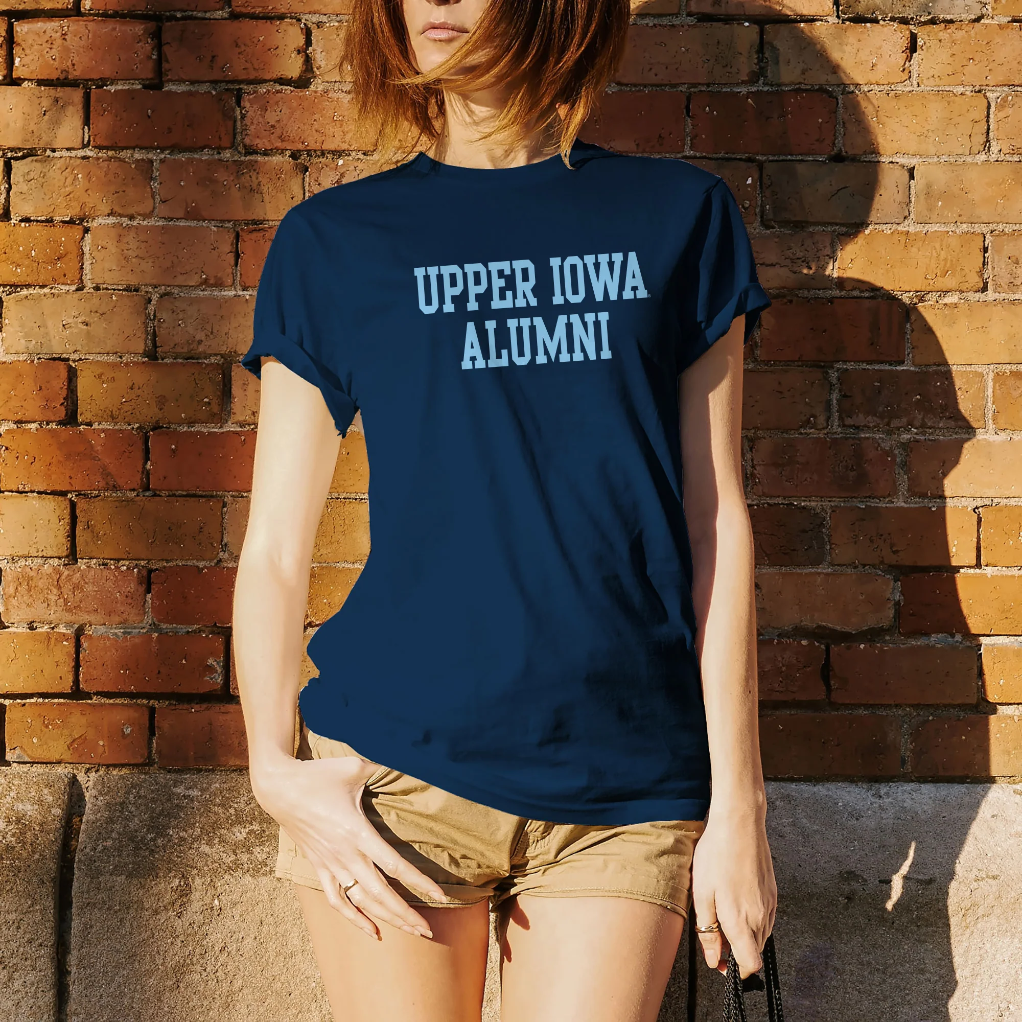 Upper Iowa Alumni Block T Shirt - Navy - Image 4