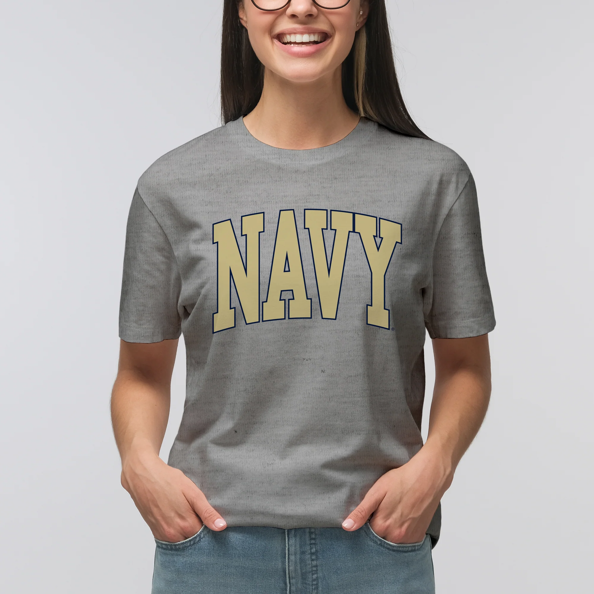 US Naval Academy Midshipmen Mega Arch T-Shirt - Sport Grey - Image 4