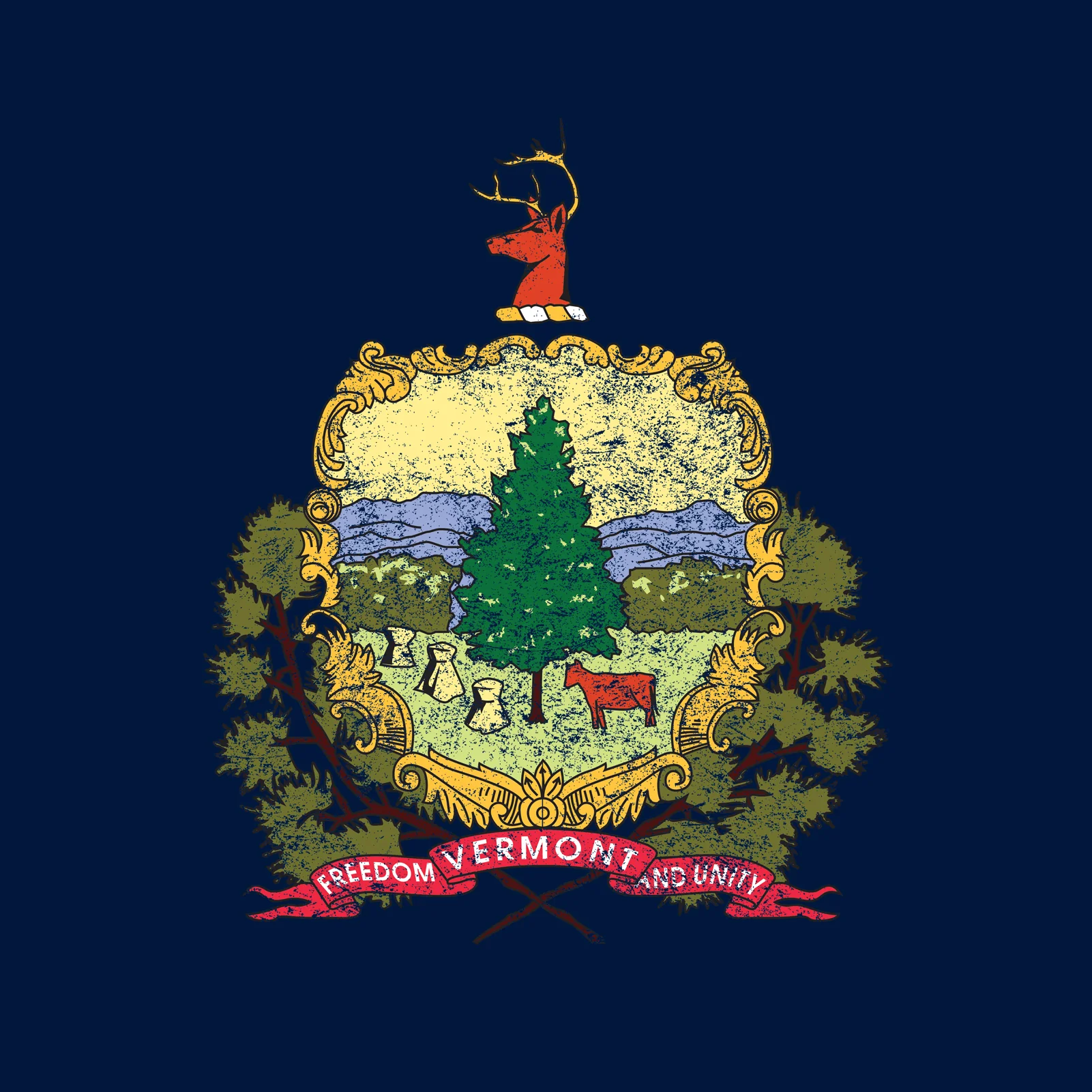 Vermont State Flag NLA T-Shirt - Midnight Navy - Image 2
