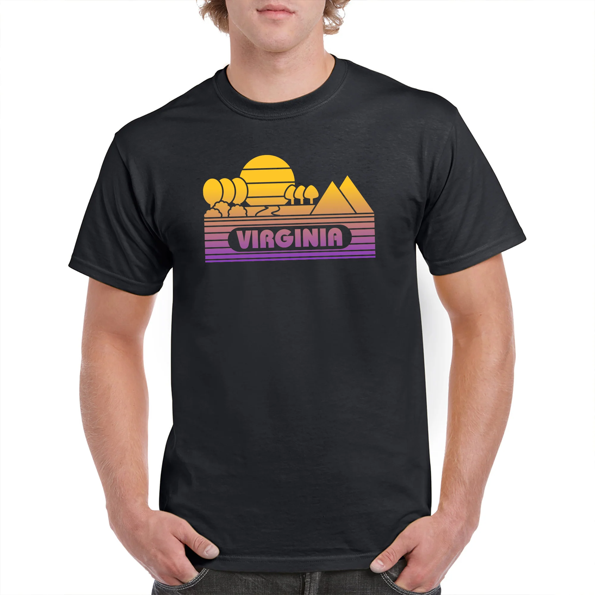 Virginia Groovy Sunset T-Shirt - Black - Image 3