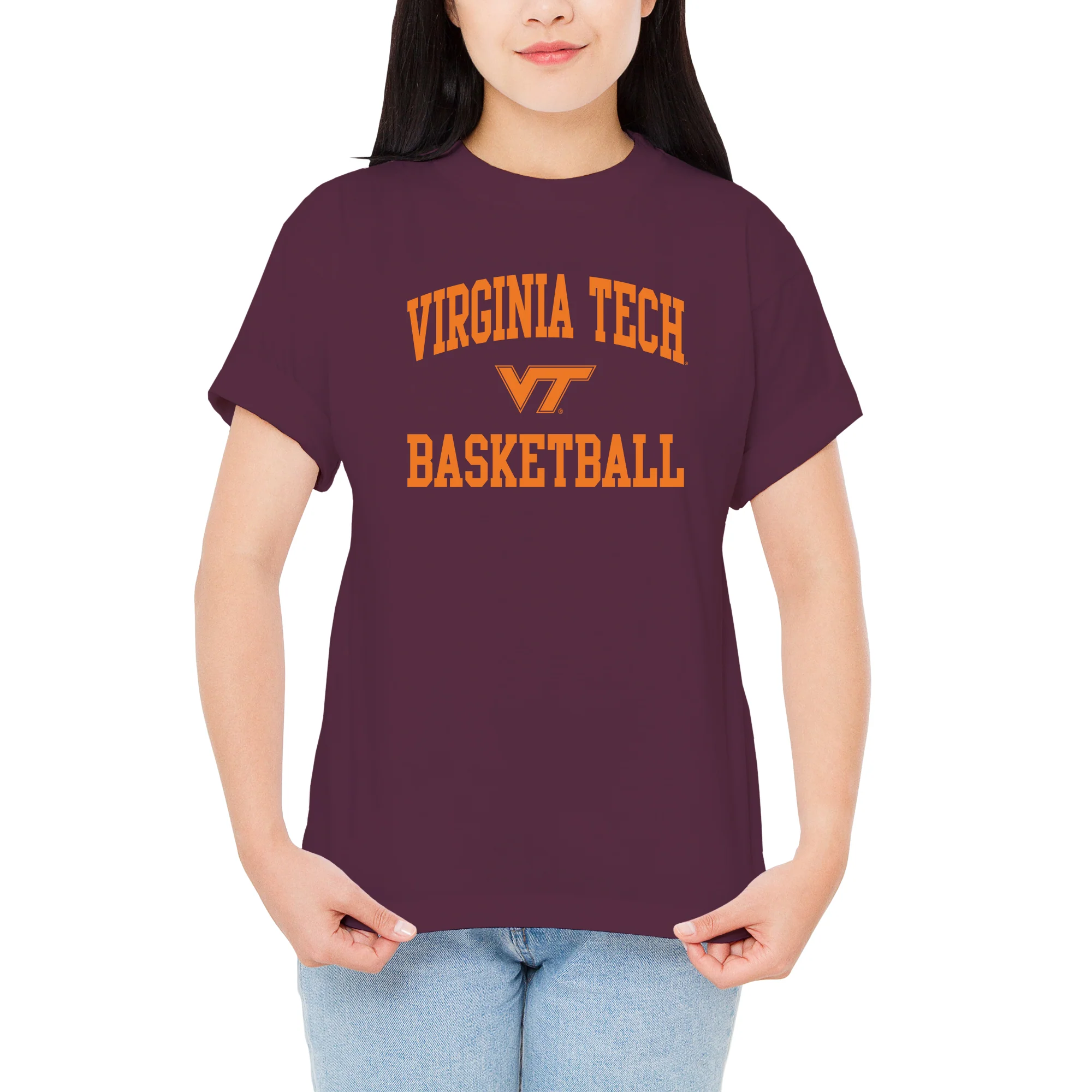 Virginia Tech Arch Logo Basketball T-Shirt - Maroon - Image 4