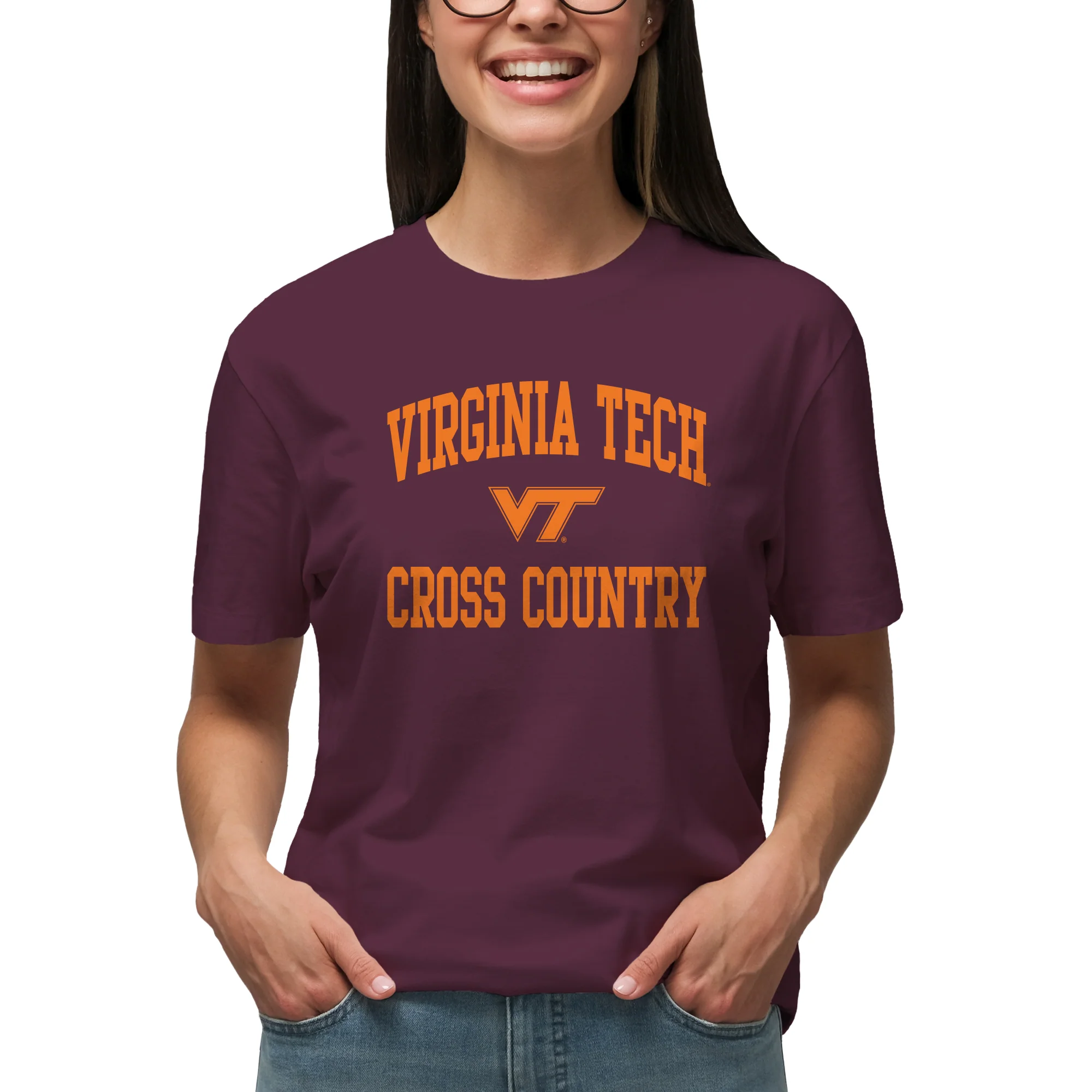 Virginia Tech Arch Logo Cross Country T-Shirt - Maroon - Image 4