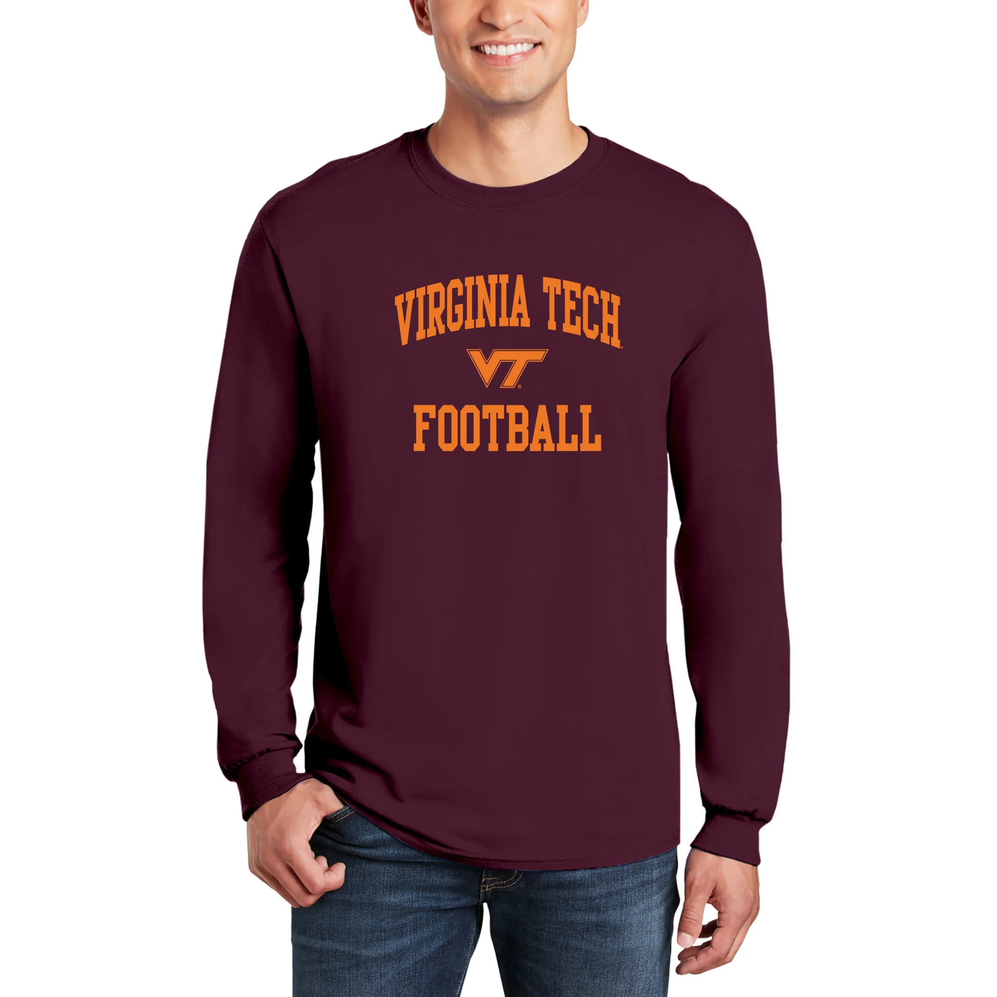 Virginia Tech Arch Logo Football Long Sleeve - Maroon - Image 3