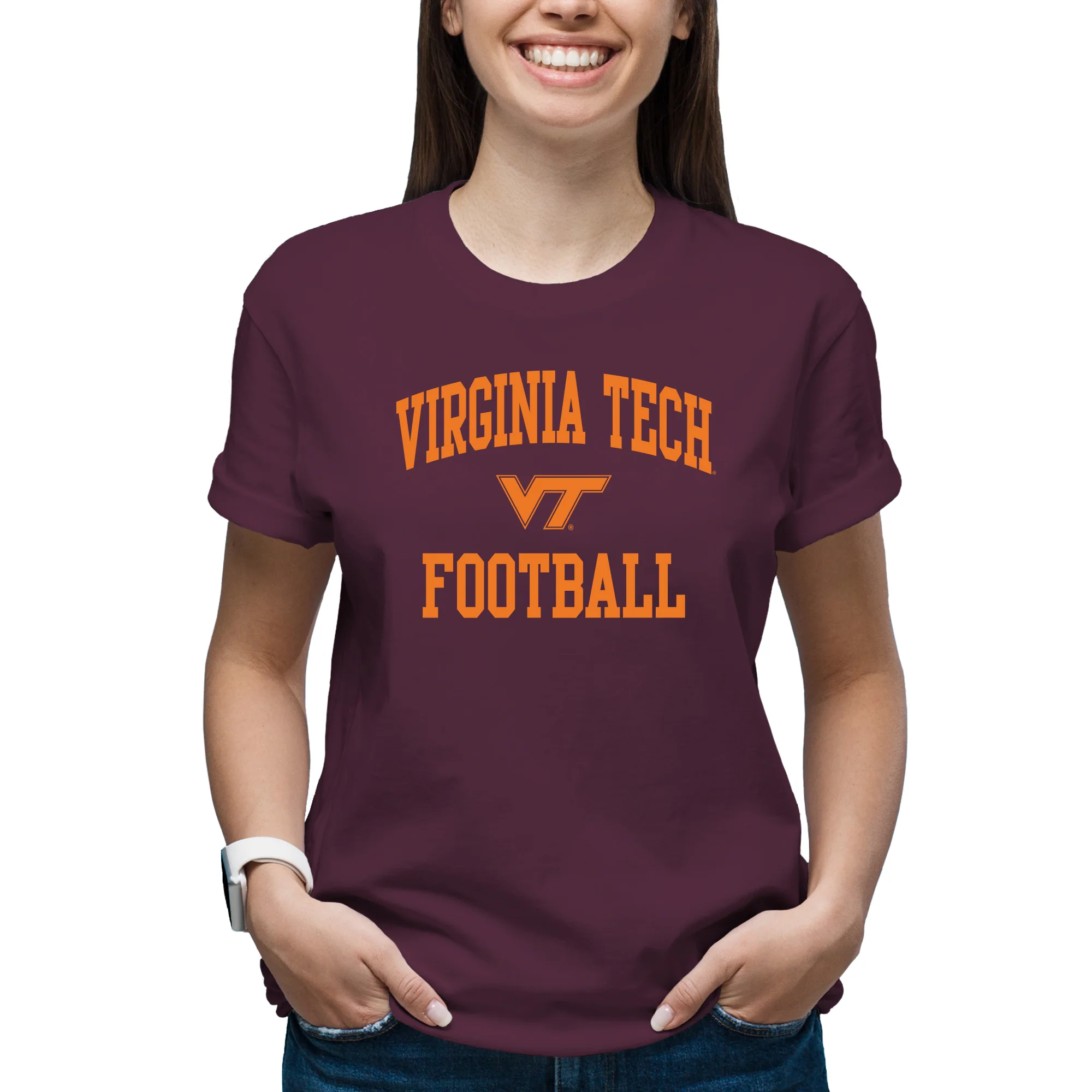 Virginia Tech Arch Logo Football T-Shirt - Maroon - Image 4