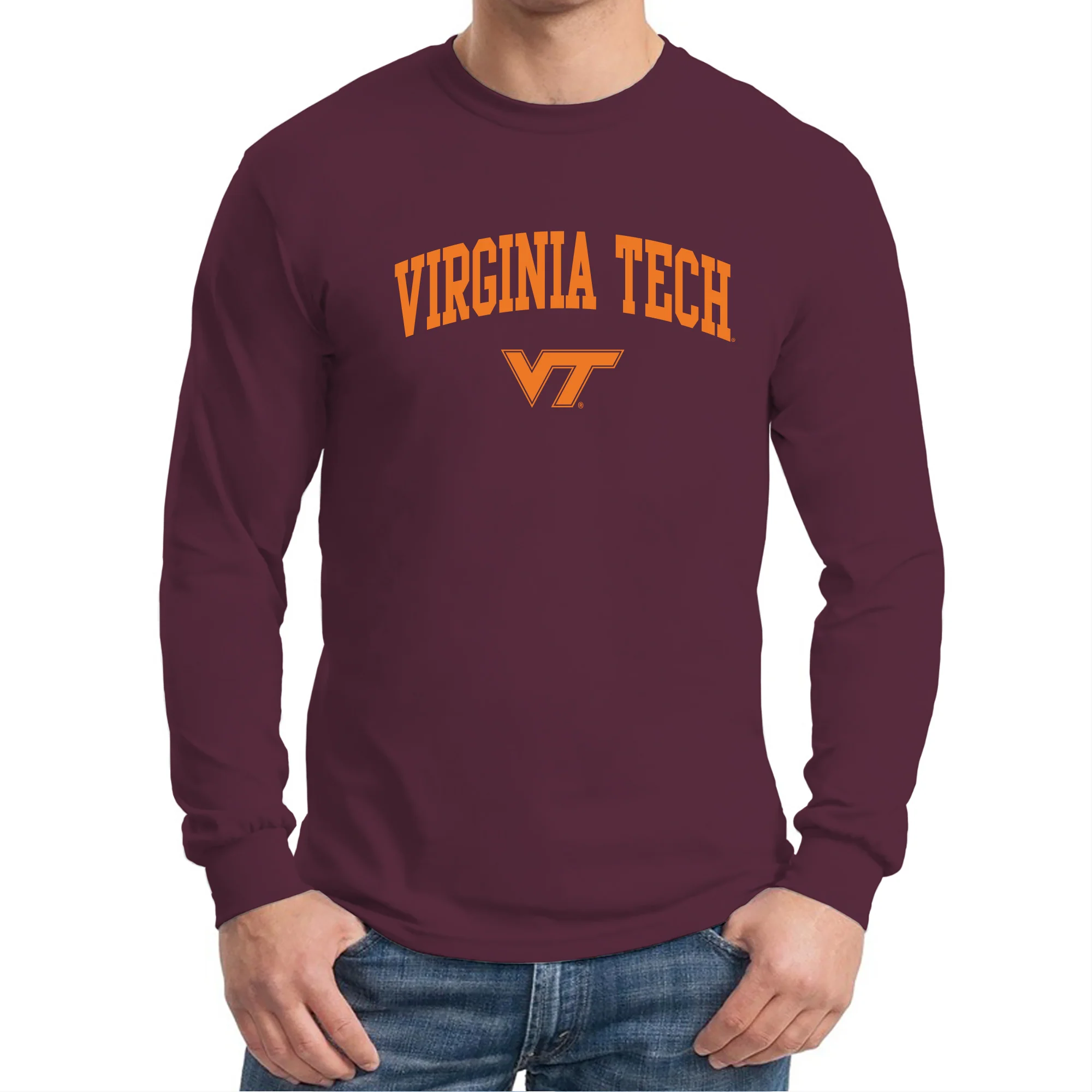 Virginia Tech Arch Logo Long Sleeve - Maroon - Image 3