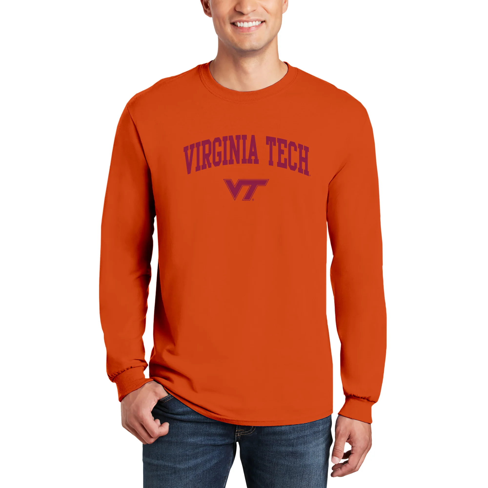 Virginia Tech Arch Logo Long Sleeve - Orange - Image 3