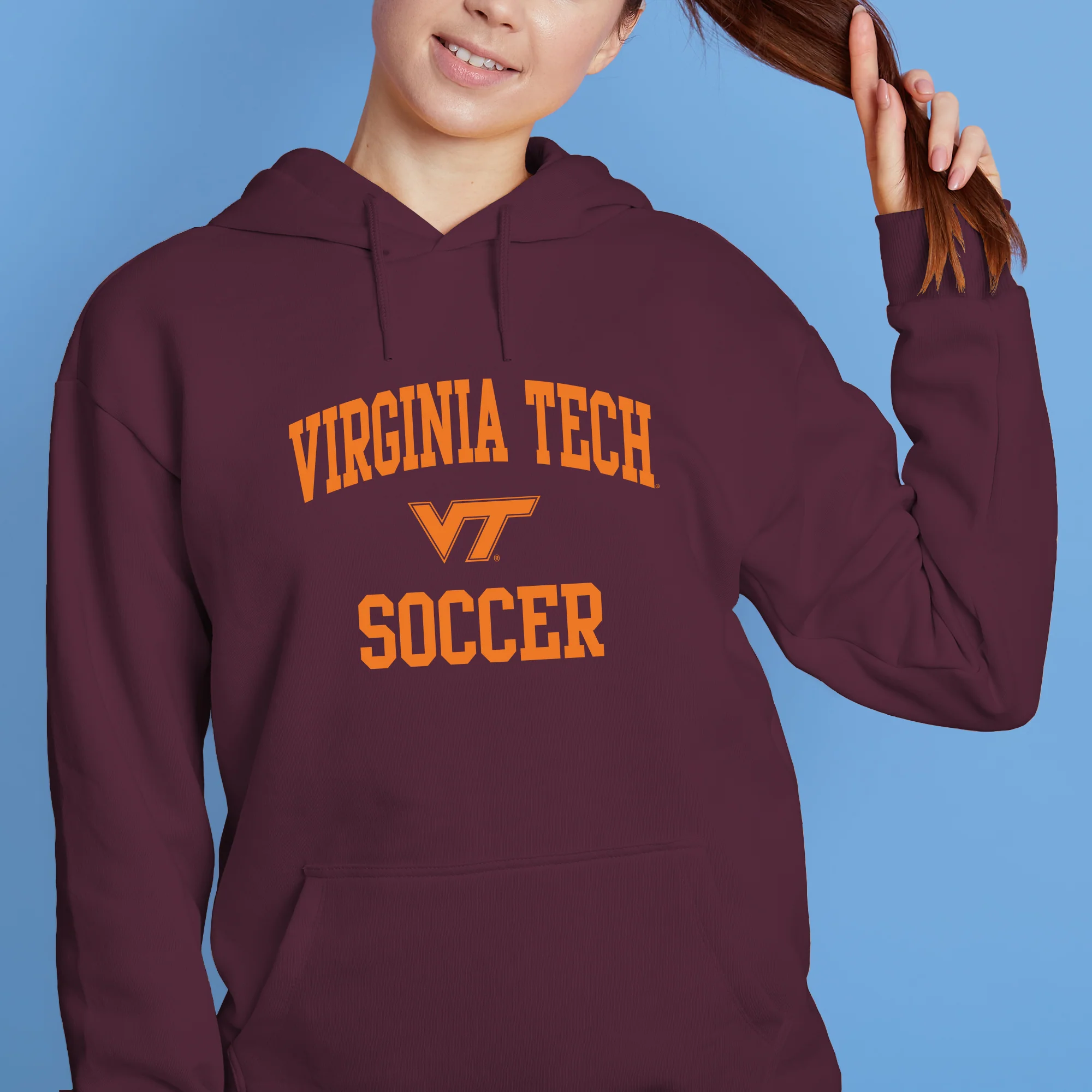 Virginia Tech Arch Logo Soccer Hoodie - Maroon - Image 4