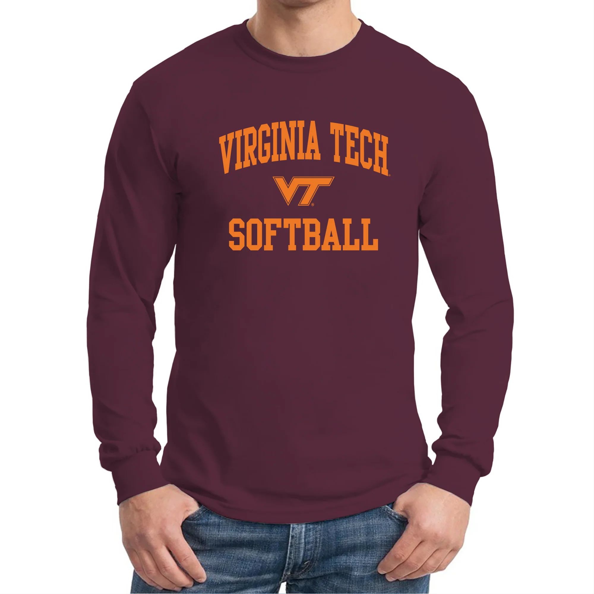 Virginia Tech Arch Logo Softball Long Sleeve - Maroon - Image 3