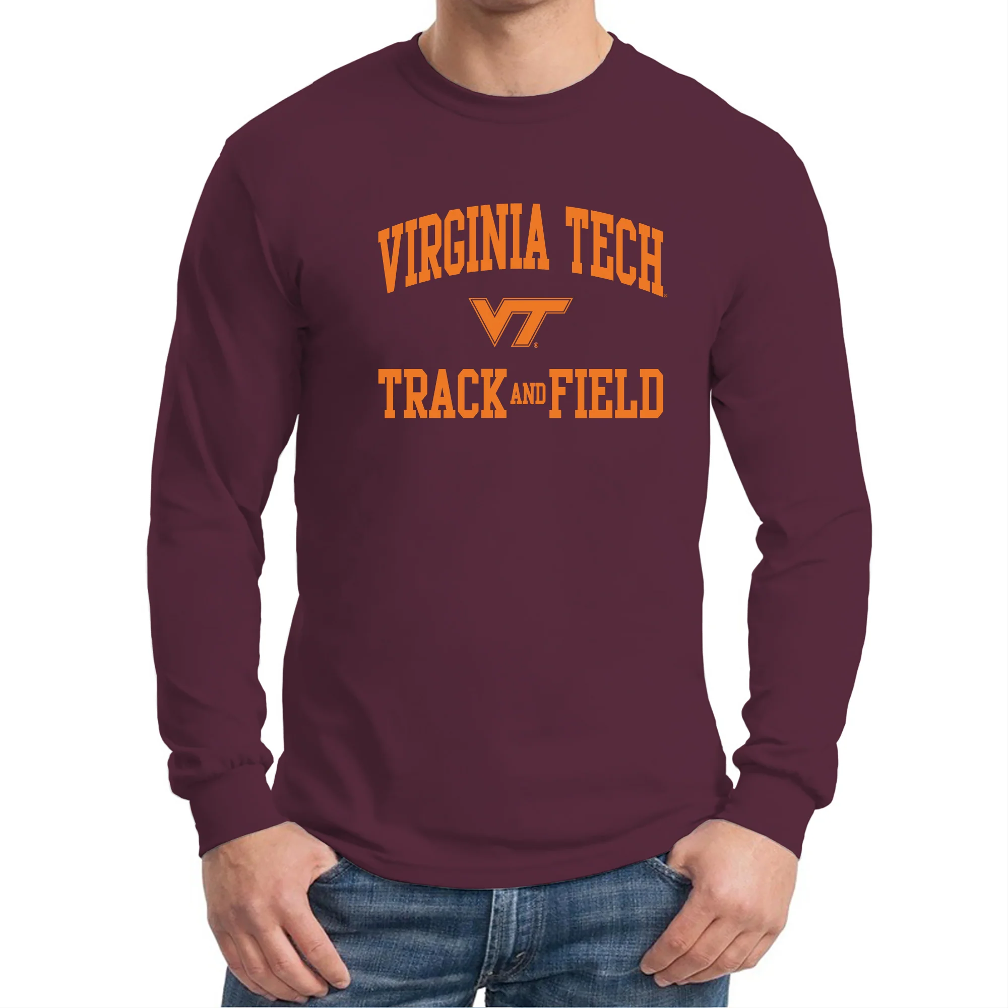 Virginia Tech Arch Logo Track & Field Long Sleeve - Maroon - Image 3
