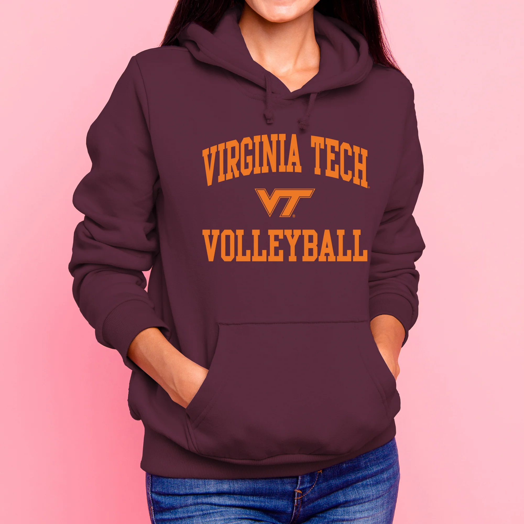 Virginia Tech Arch Logo Volleyball Hoodie - Maroon - Image 4