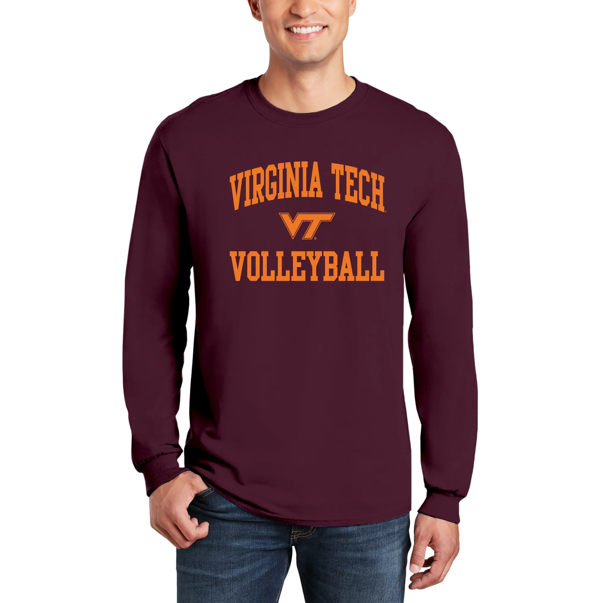 Virginia Tech Arch Logo Volleyball Long Sleeve - Maroon - Image 3