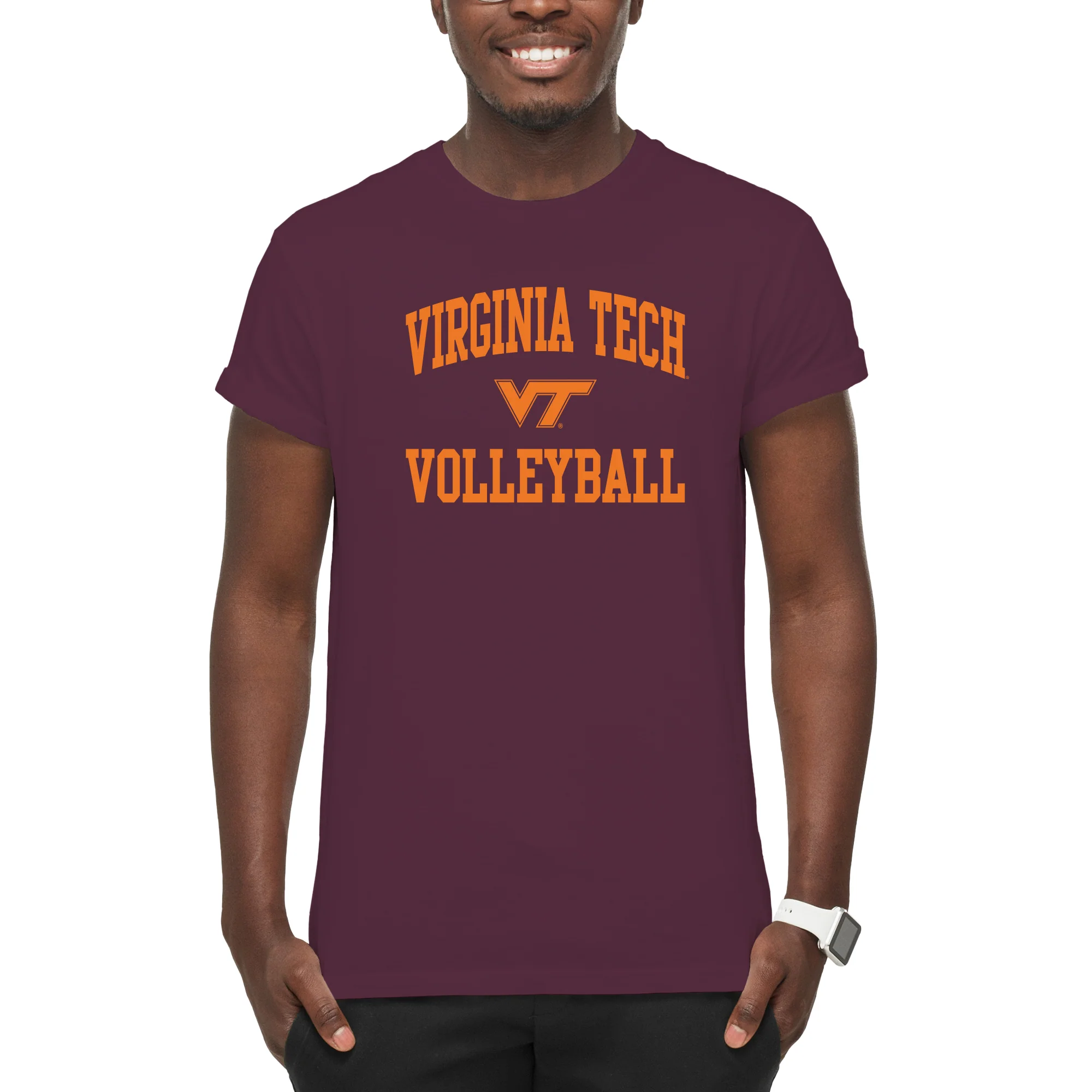 Virginia Tech Arch Logo Volleyball T-Shirt - Maroon - Image 3