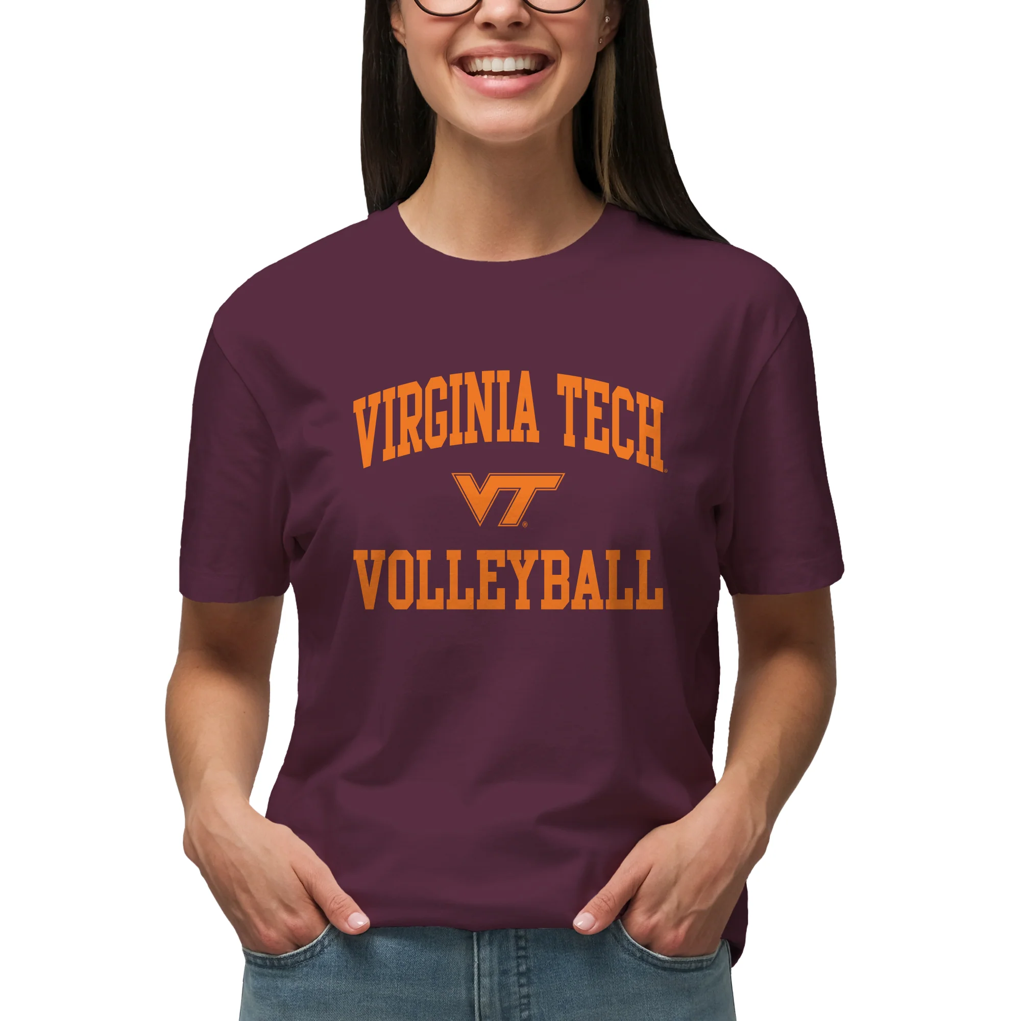 Virginia Tech Arch Logo Volleyball T-Shirt - Maroon - Image 4