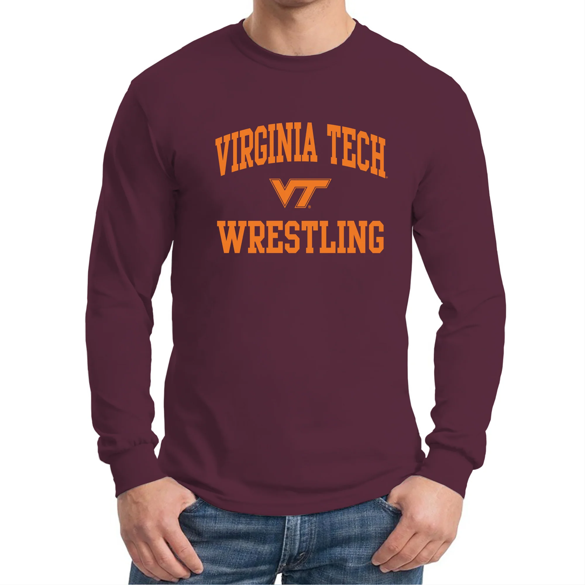 Virginia Tech Arch Logo Wrestling Long Sleeve - Maroon - Image 3