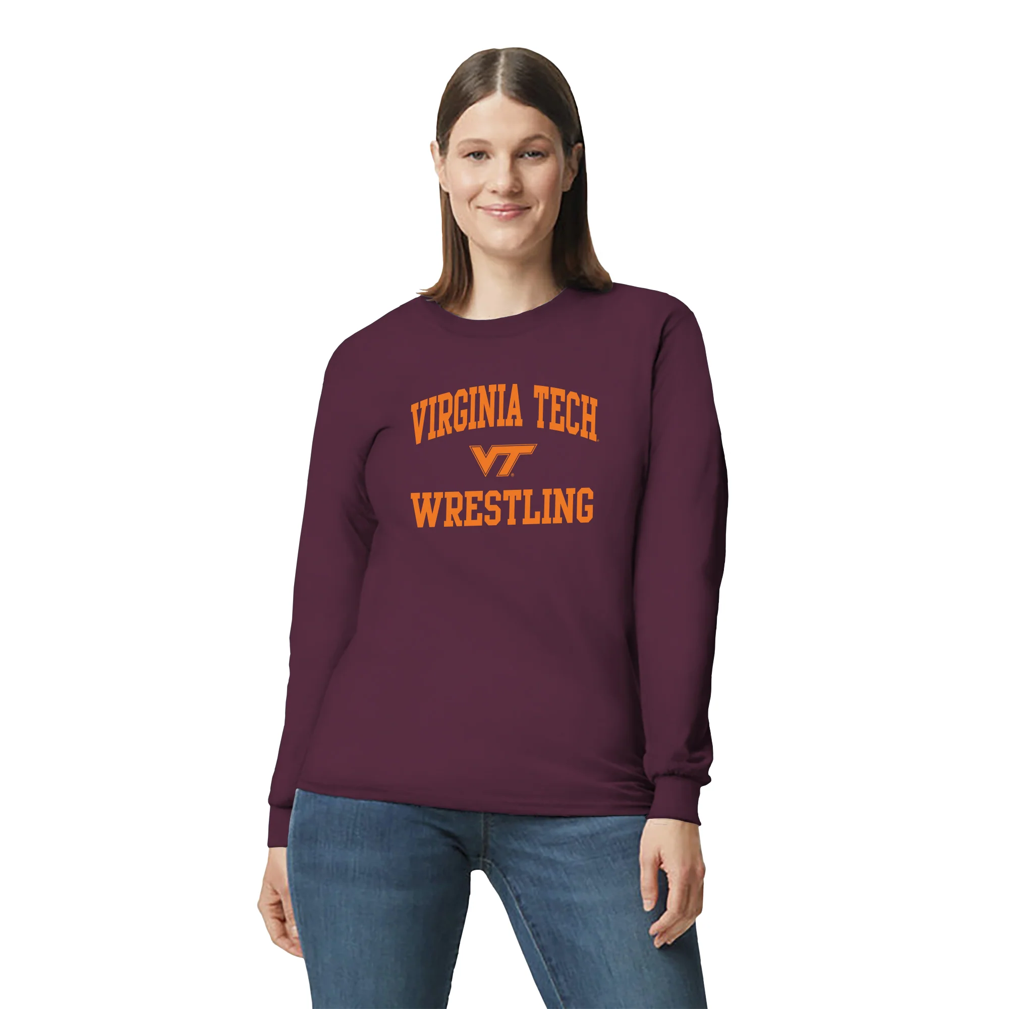 Virginia Tech Arch Logo Wrestling Long Sleeve - Maroon - Image 4