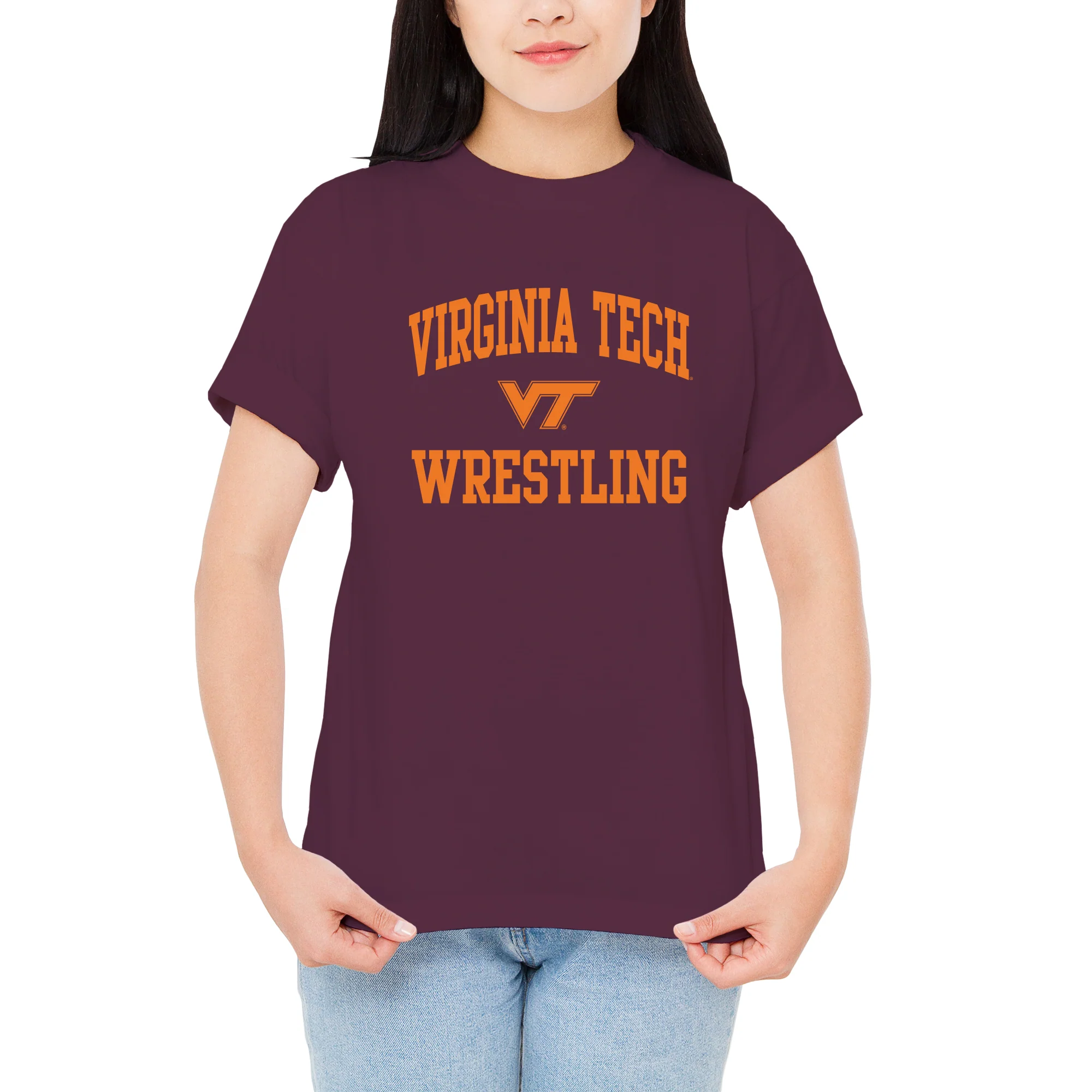 Virginia Tech Arch Logo Wrestling T-Shirt - Maroon - Image 4