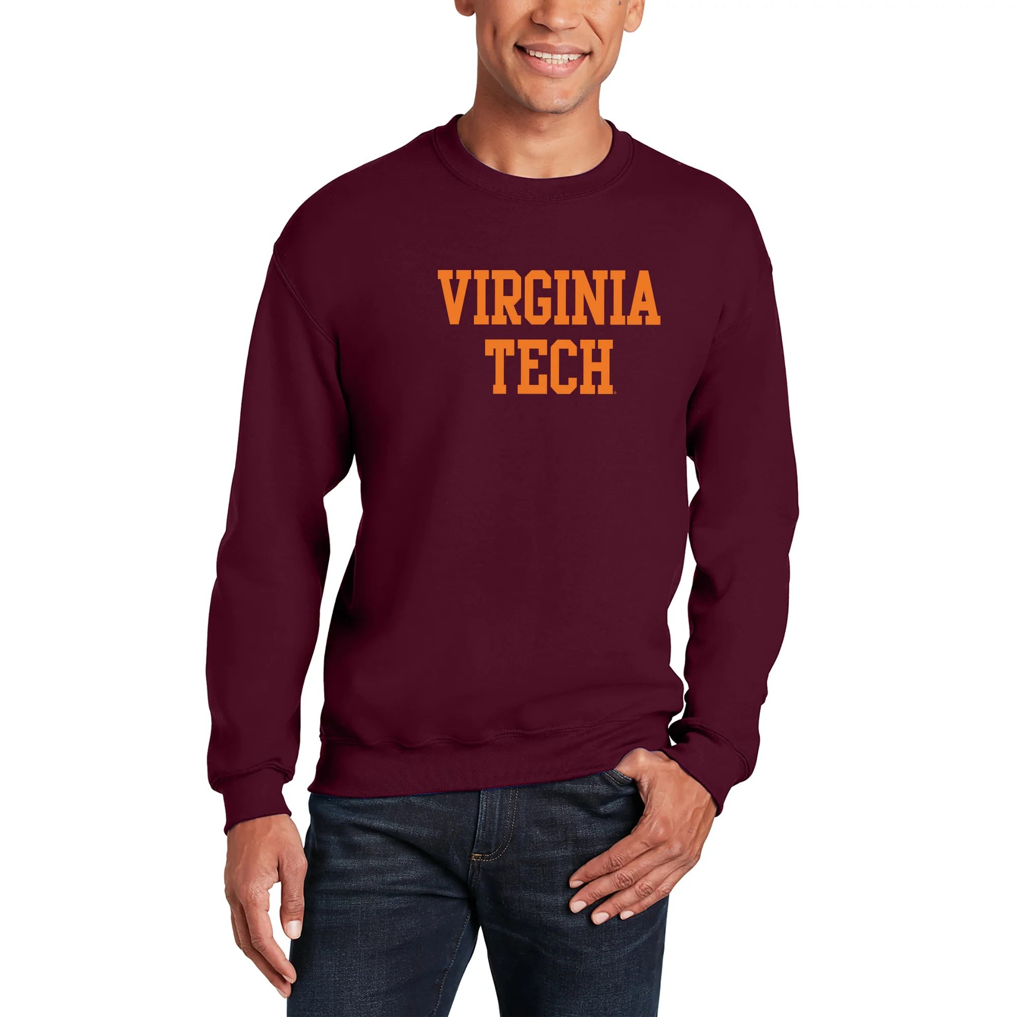 Virginia Tech Basic Block Crewneck - Maroon - Image 3