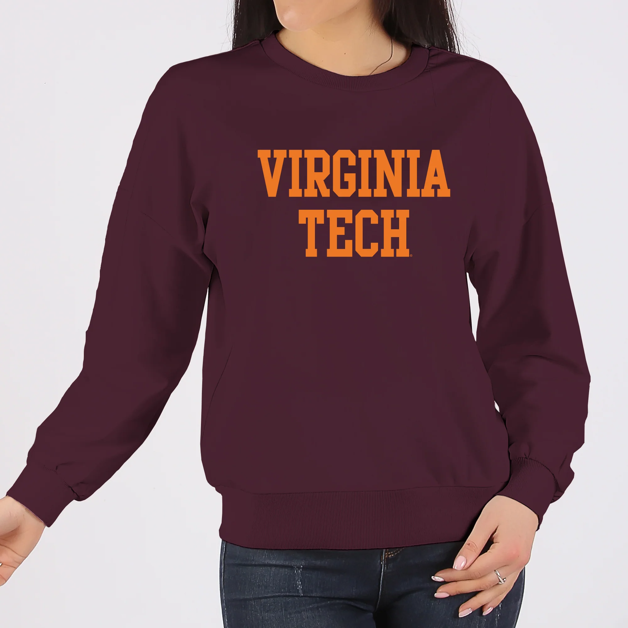 Virginia Tech Basic Block Crewneck - Maroon - Image 4