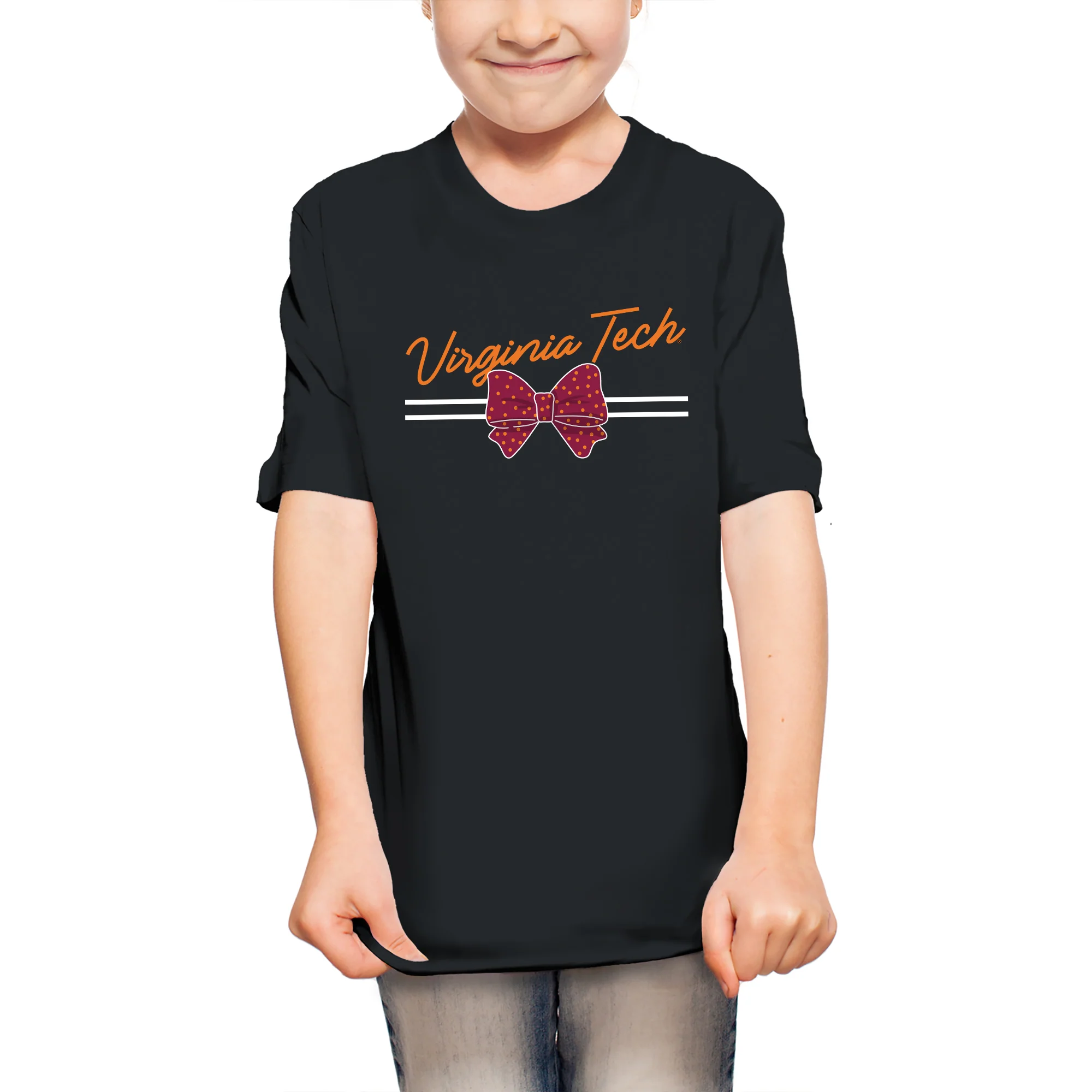 Virginia Tech Bow Script Youth T-Shirt - Black - Image 3