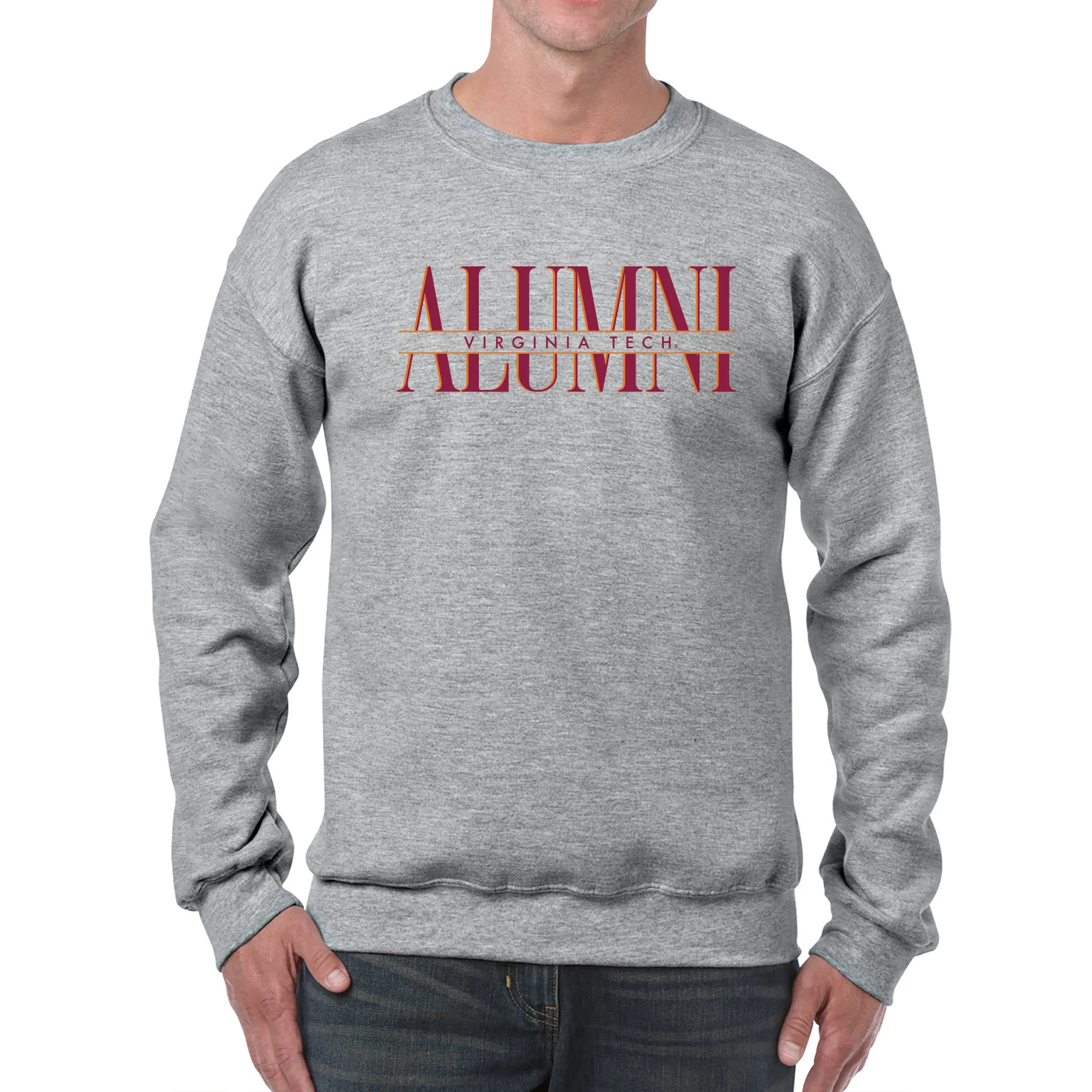 Virginia Tech Classic Alumni Crewneck Sweatshirt - Sport Grey - Image 3