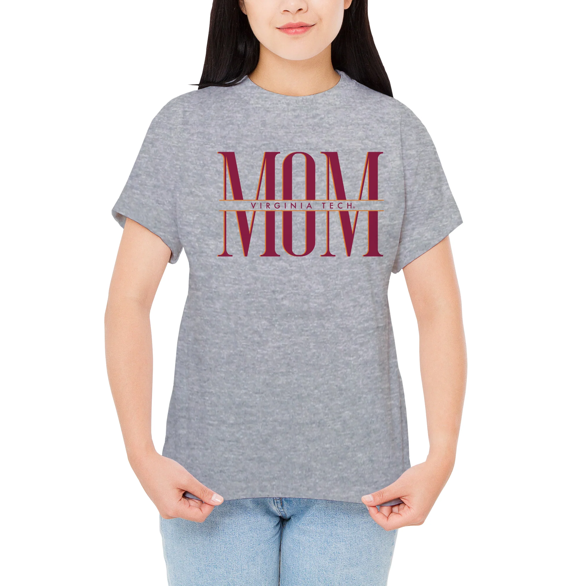 Virginia Tech Classic Mom T-Shirt - Sport Grey - Image 3