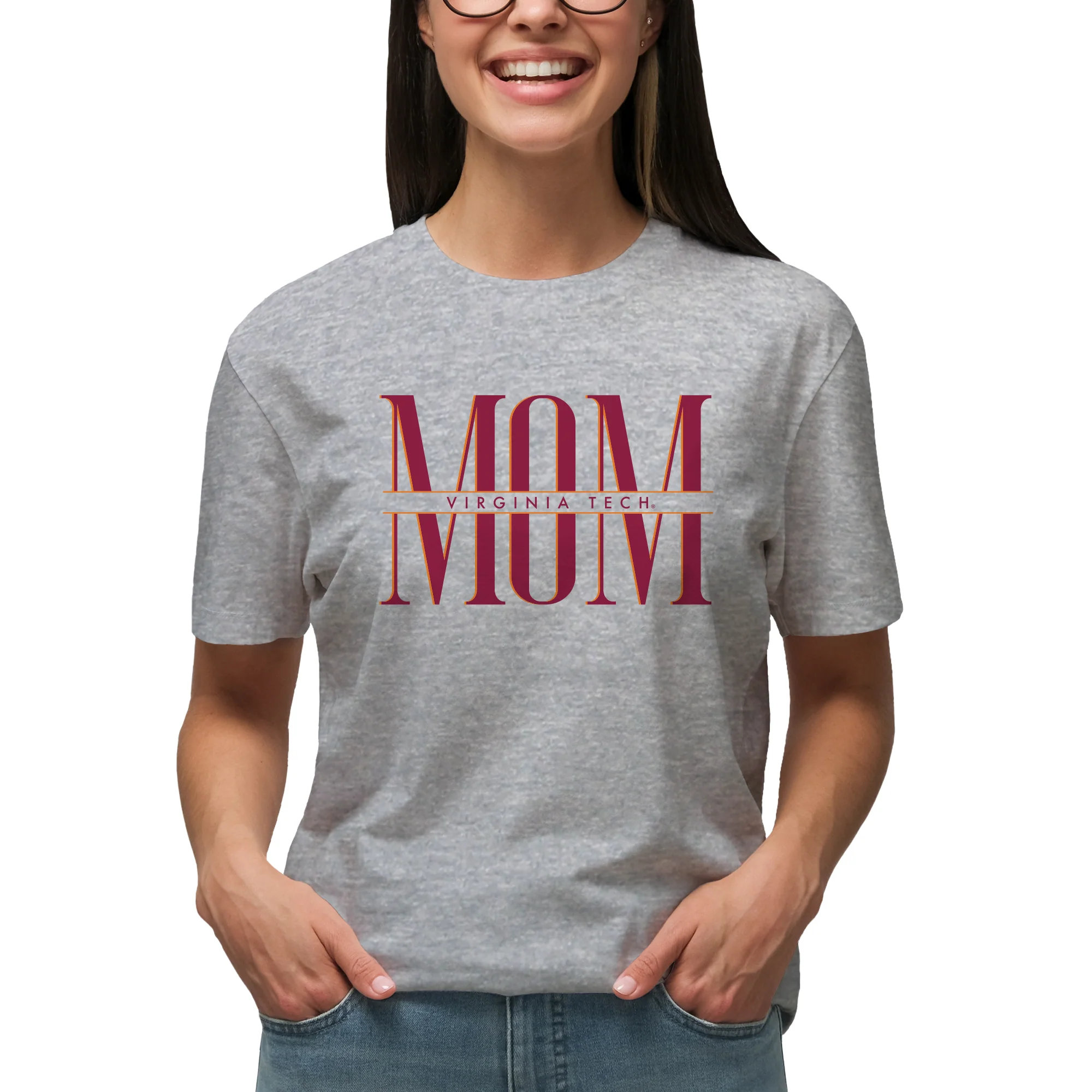 Virginia Tech Classic Mom T-Shirt - Sport Grey - Image 4