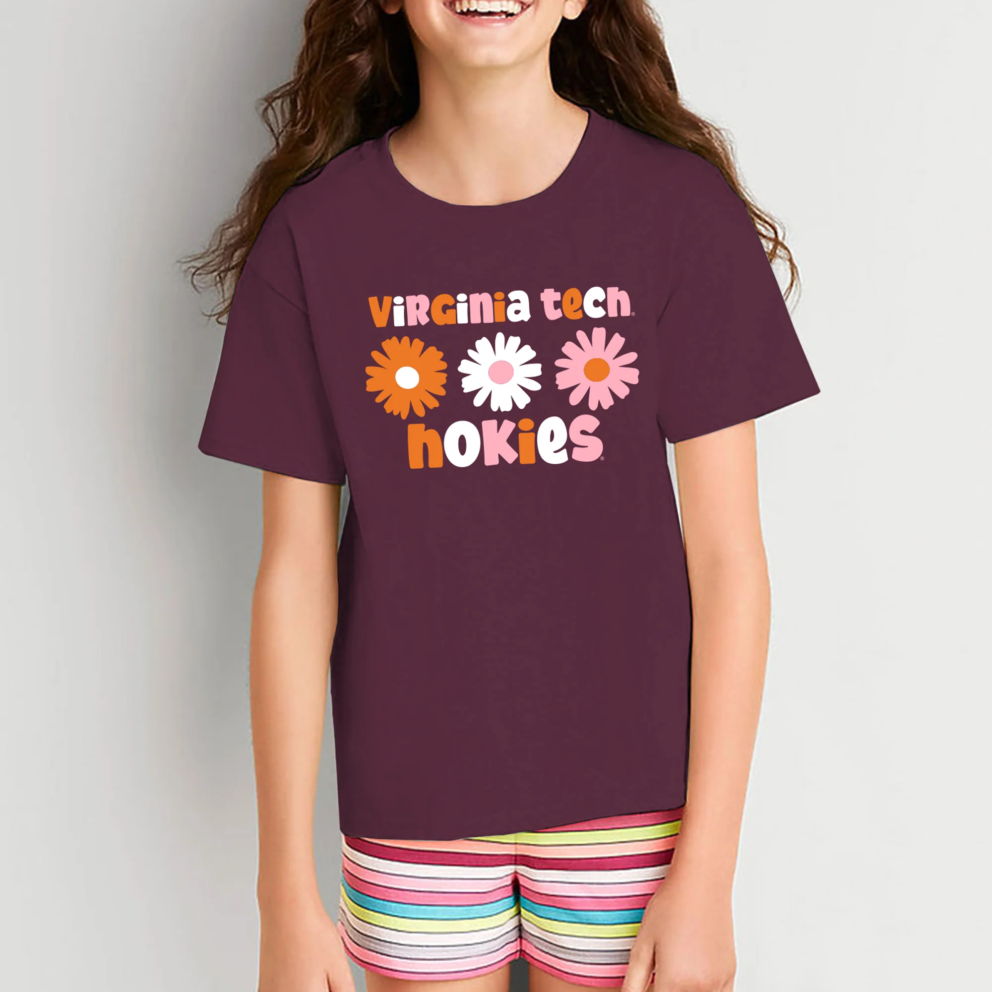 Virginia Tech Daisy Dot Youth T-Shirt - Maroon - Image 3