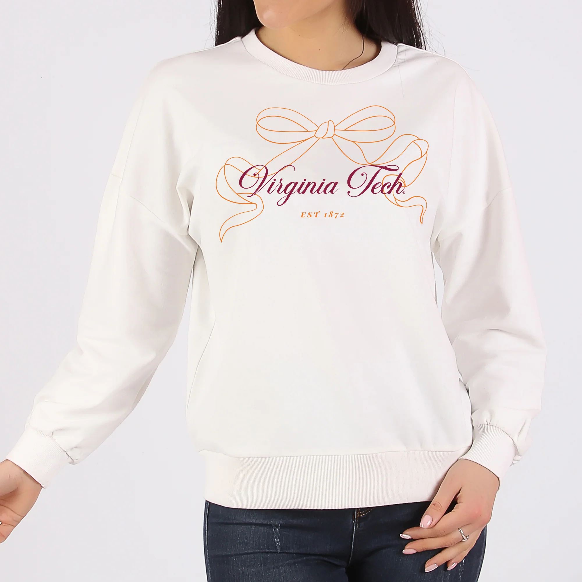 Virginia Tech Delicate Bow Crewneck Sweatshirt - White - Image 3