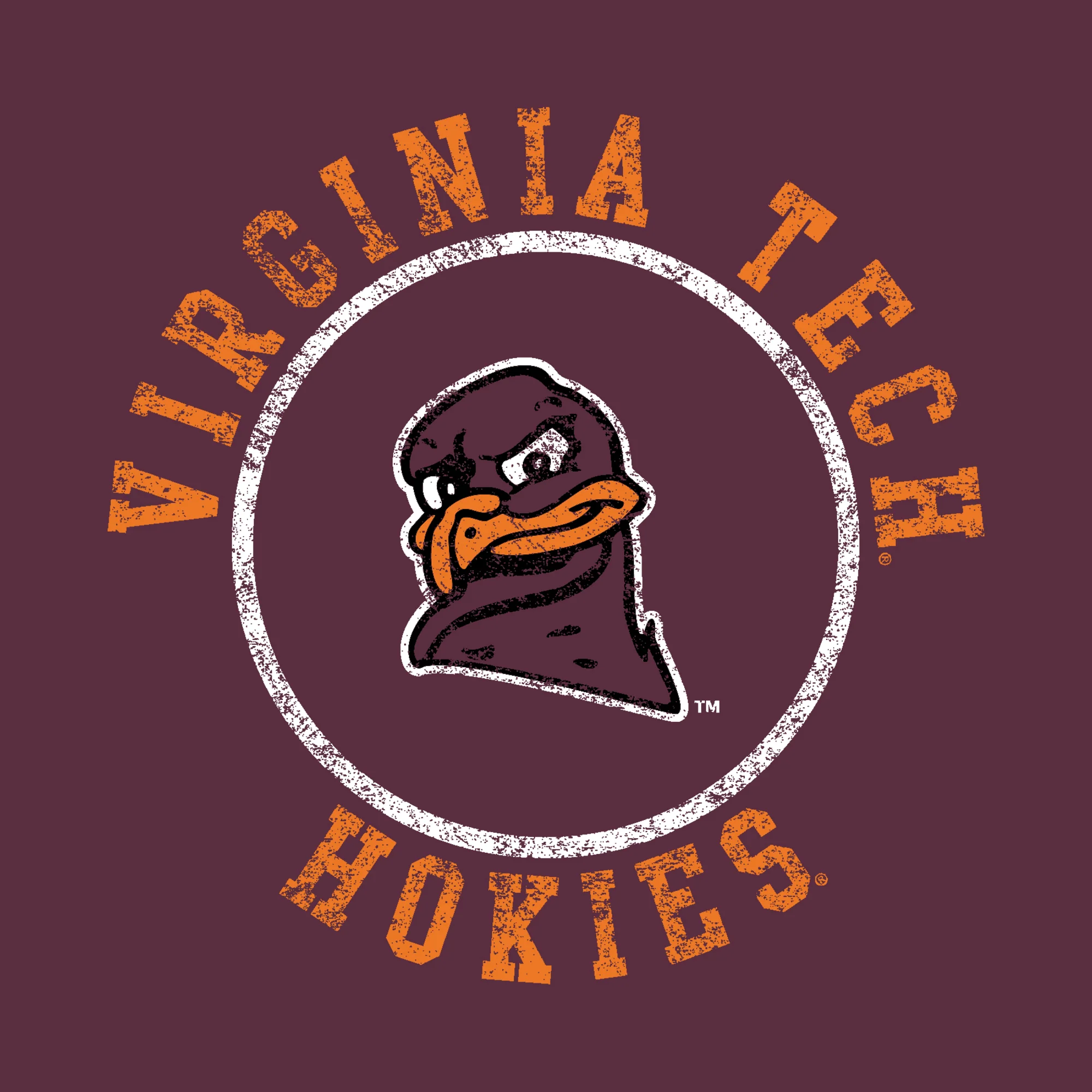 Virginia Tech Distressed Circle Logo Youth T-Shirt - Maroon - Image 2