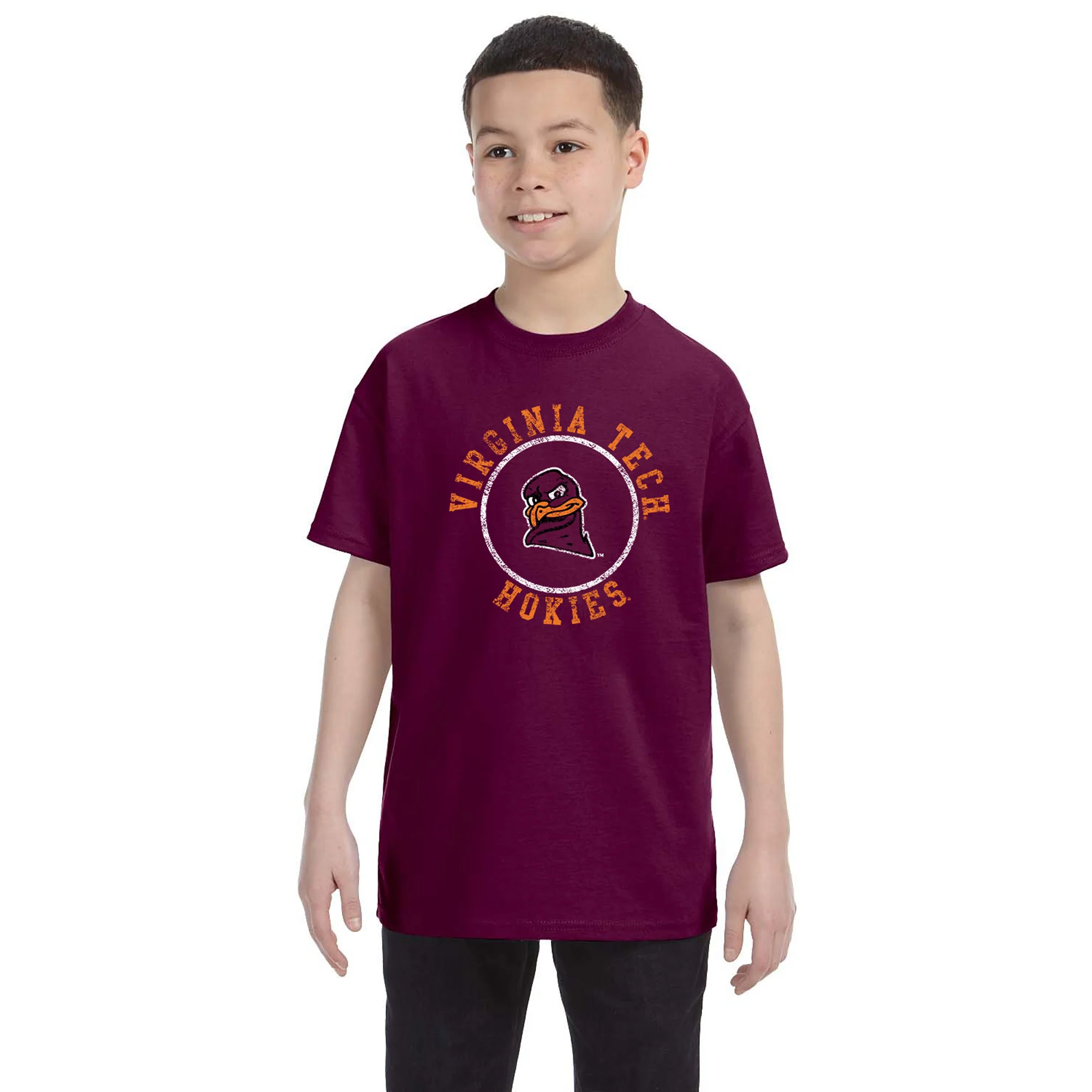 Virginia Tech Distressed Circle Logo Youth T-Shirt - Maroon - Image 3