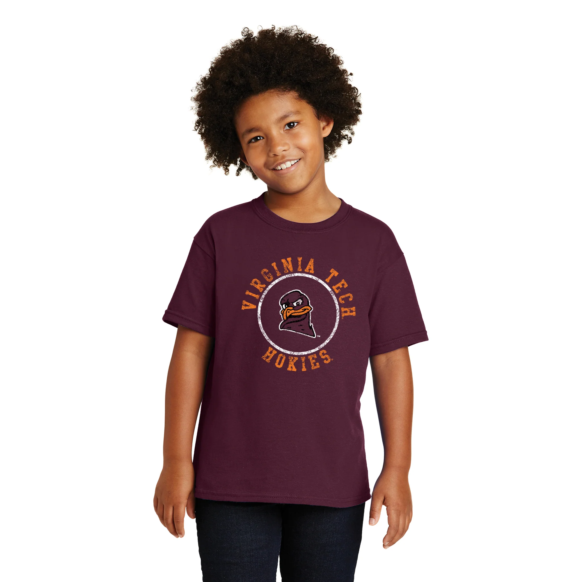 Virginia Tech Distressed Circle Logo Youth T-Shirt - Maroon - Image 4