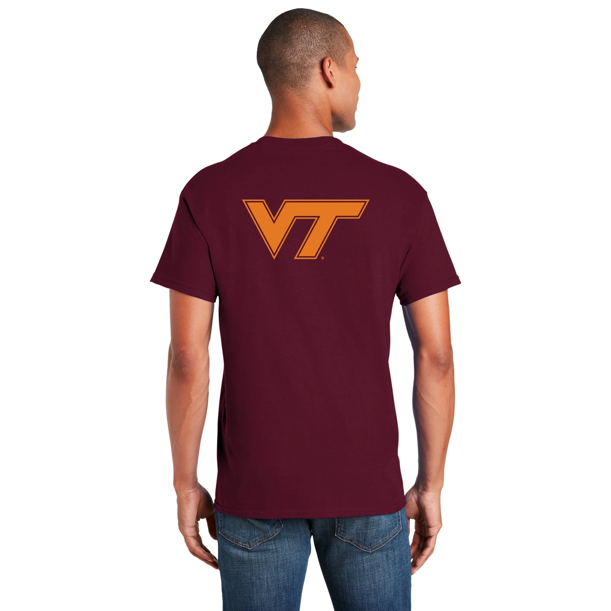 Virginia Tech Front Back Print T-Shirt - Maroon - Image 5