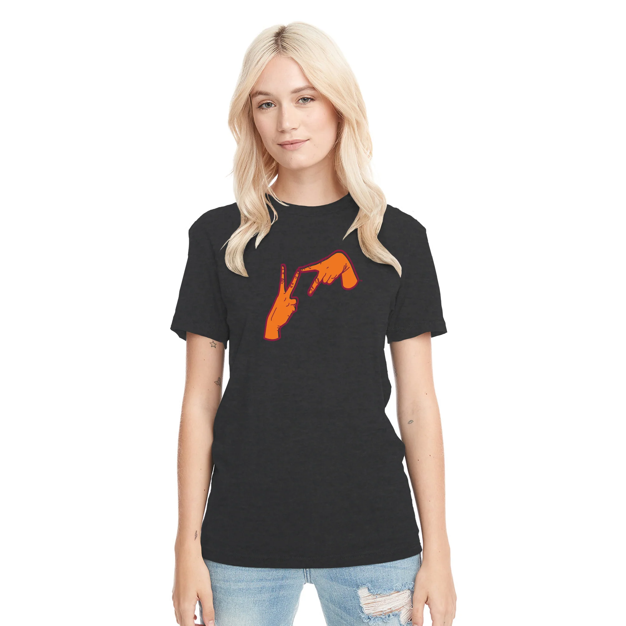 Virginia Tech Hands Logo Triblend T-Shirt - Vintage Black - Image 4