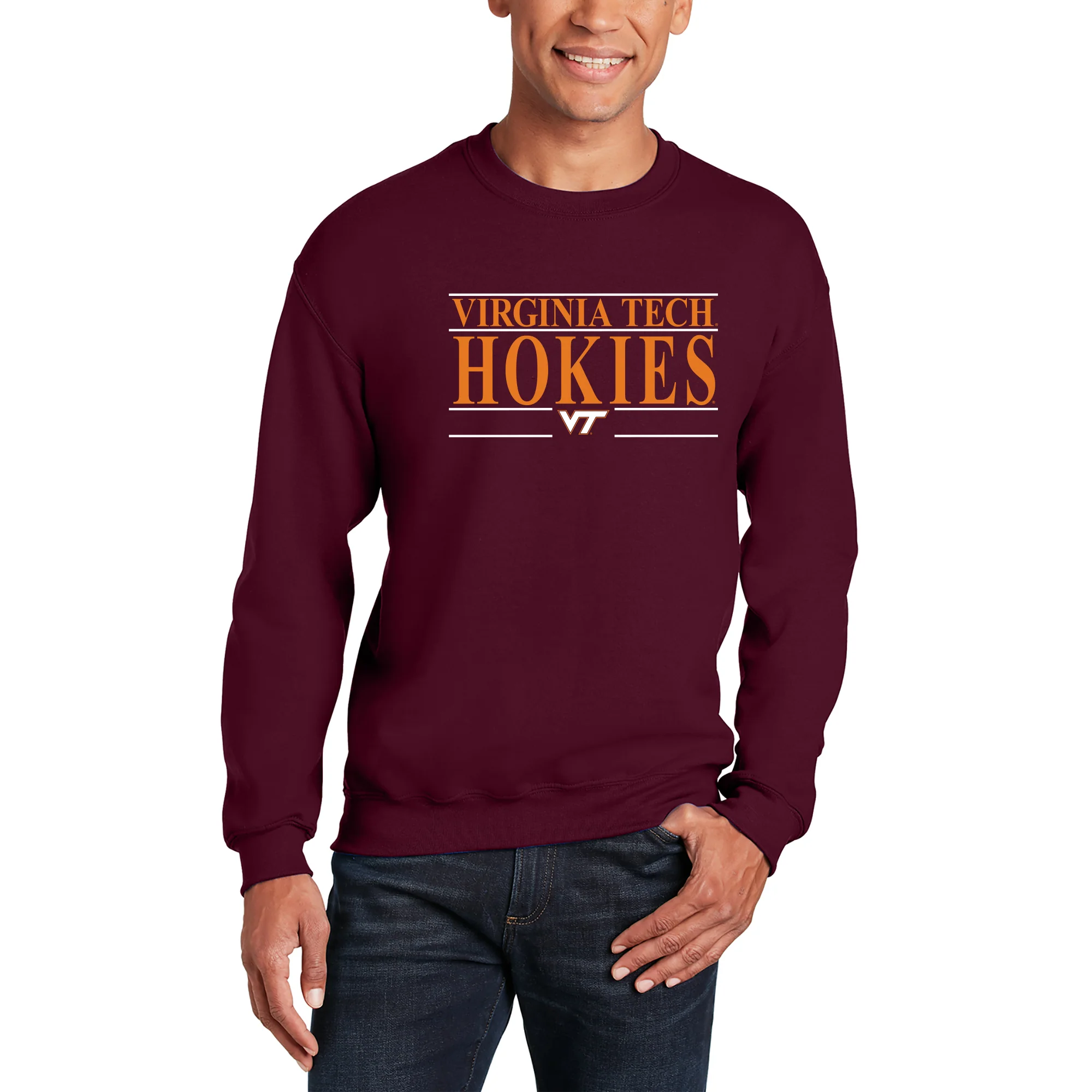 Virginia Tech Headline Crewneck Sweatshirt - Maroon - Image 3