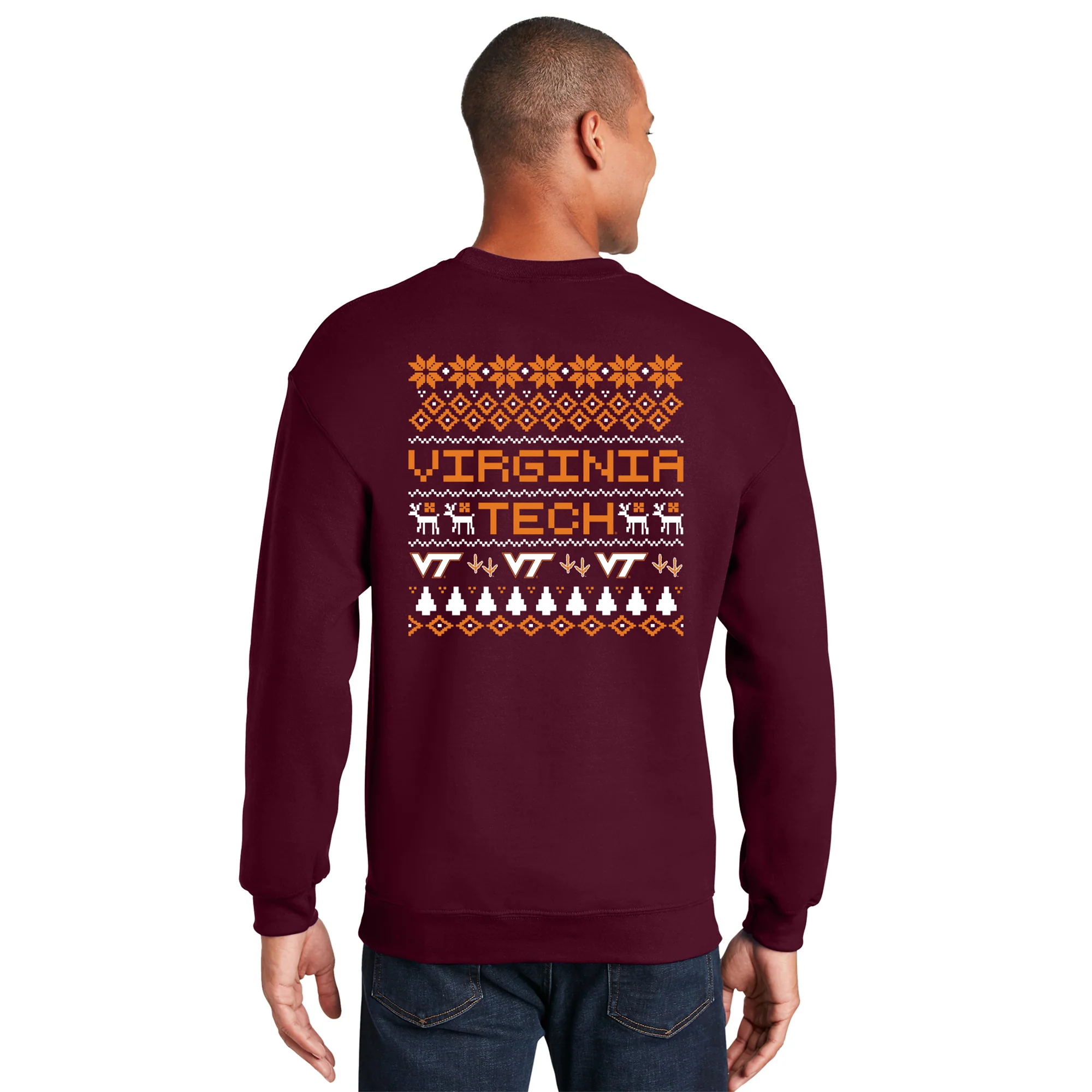 Virginia Tech Holiday Sweater Crewneck Sweatshirt - Maroon - Image 5